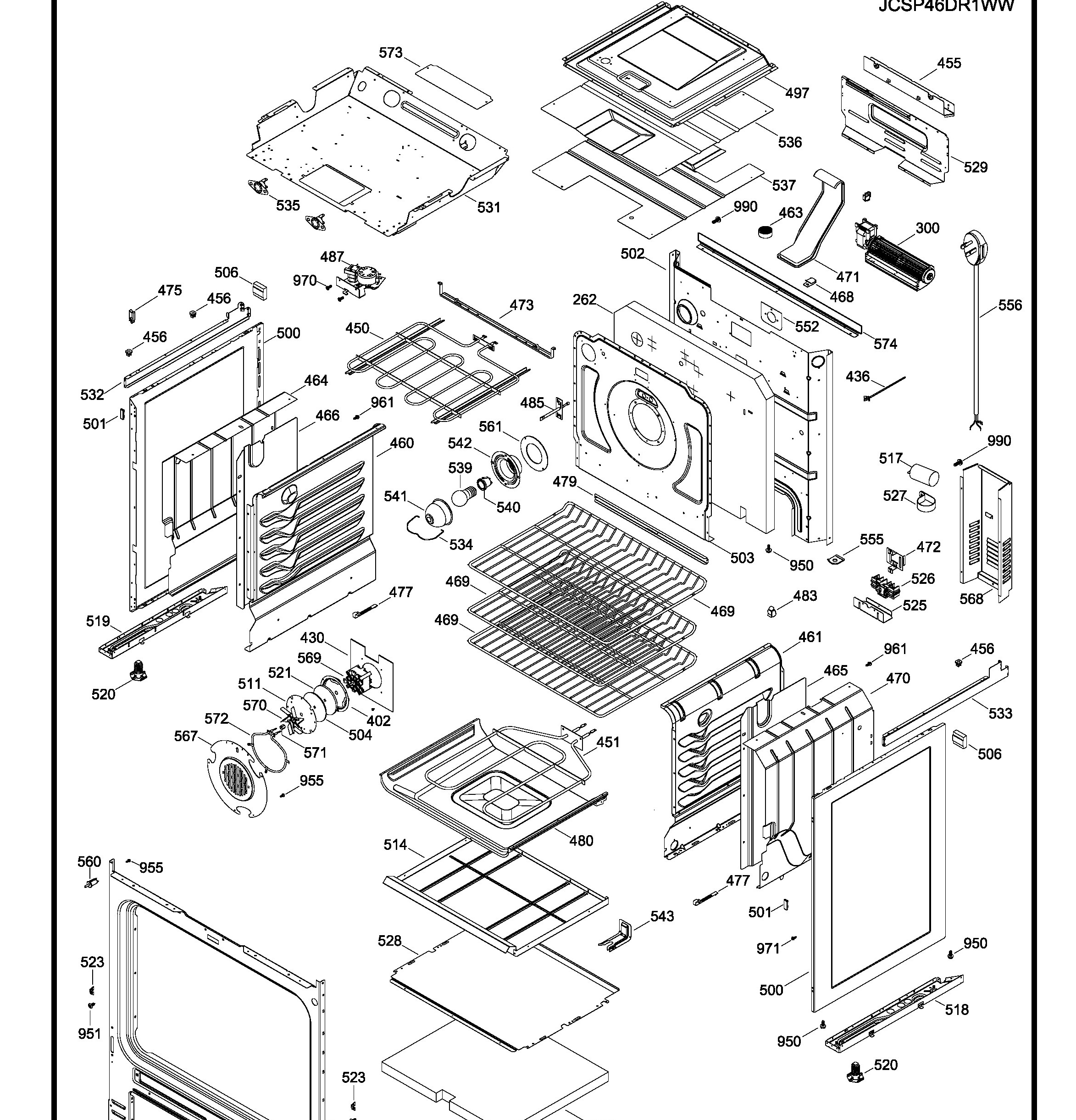 JCSP46DR1WW Exploded View 2 appliance exploded-view parts diagram