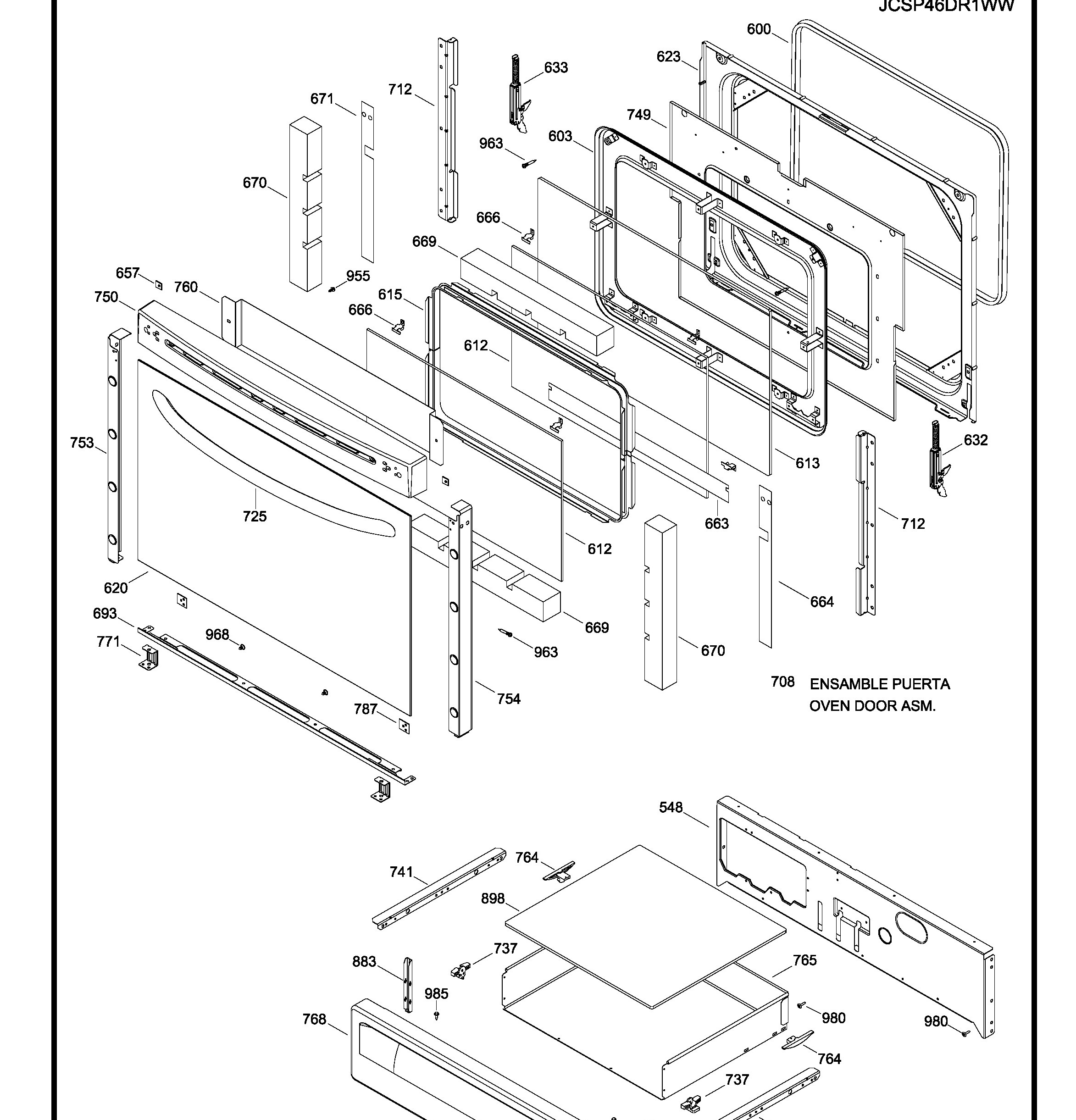 JCSP46DR1WW Exploded View 3 appliance exploded-view parts diagram