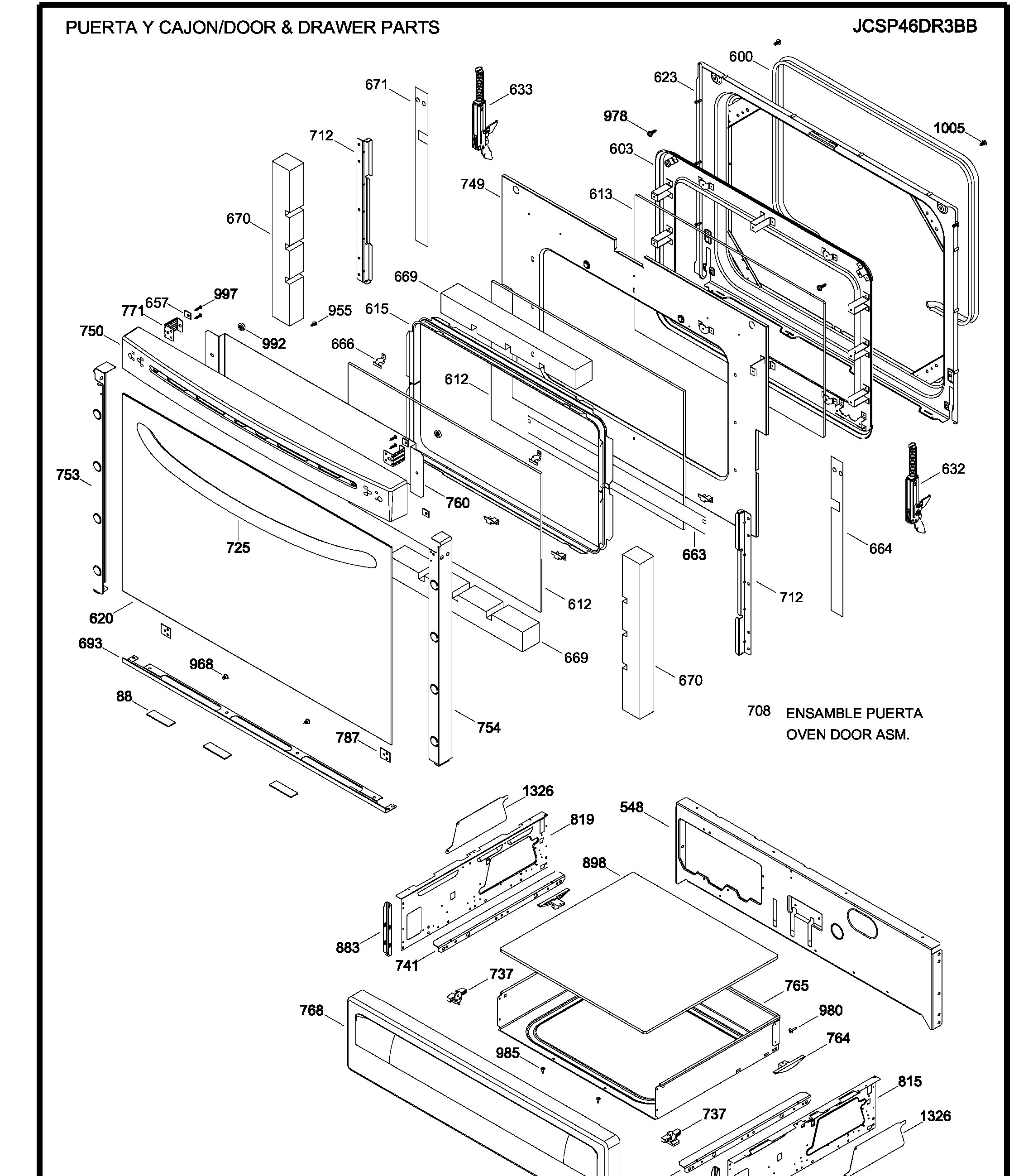 JCSP46DR3BB Exploded View 3 appliance exploded-view parts diagram
