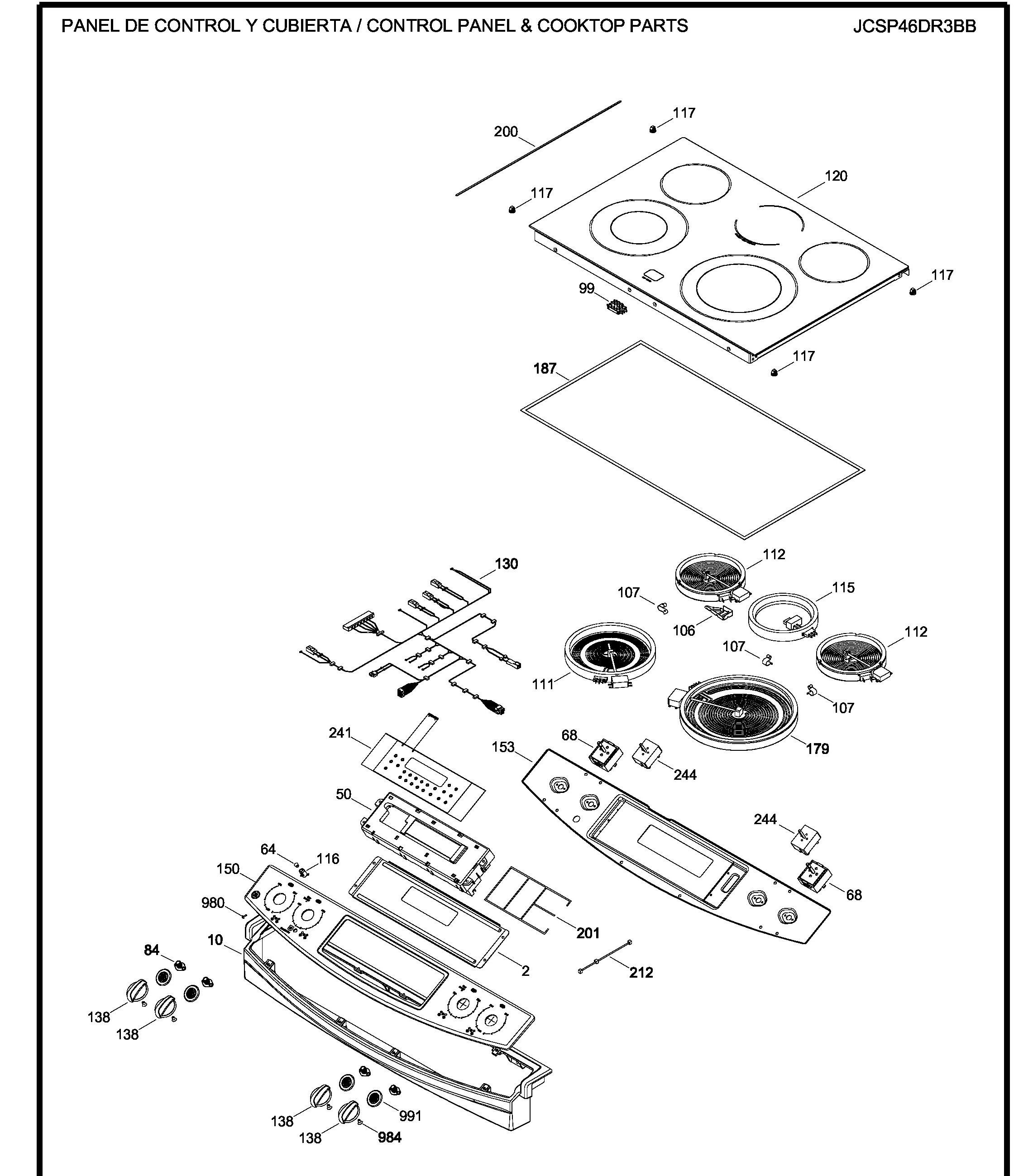 JCSP46DR3BB Exploded View 1 appliance exploded-view parts diagram