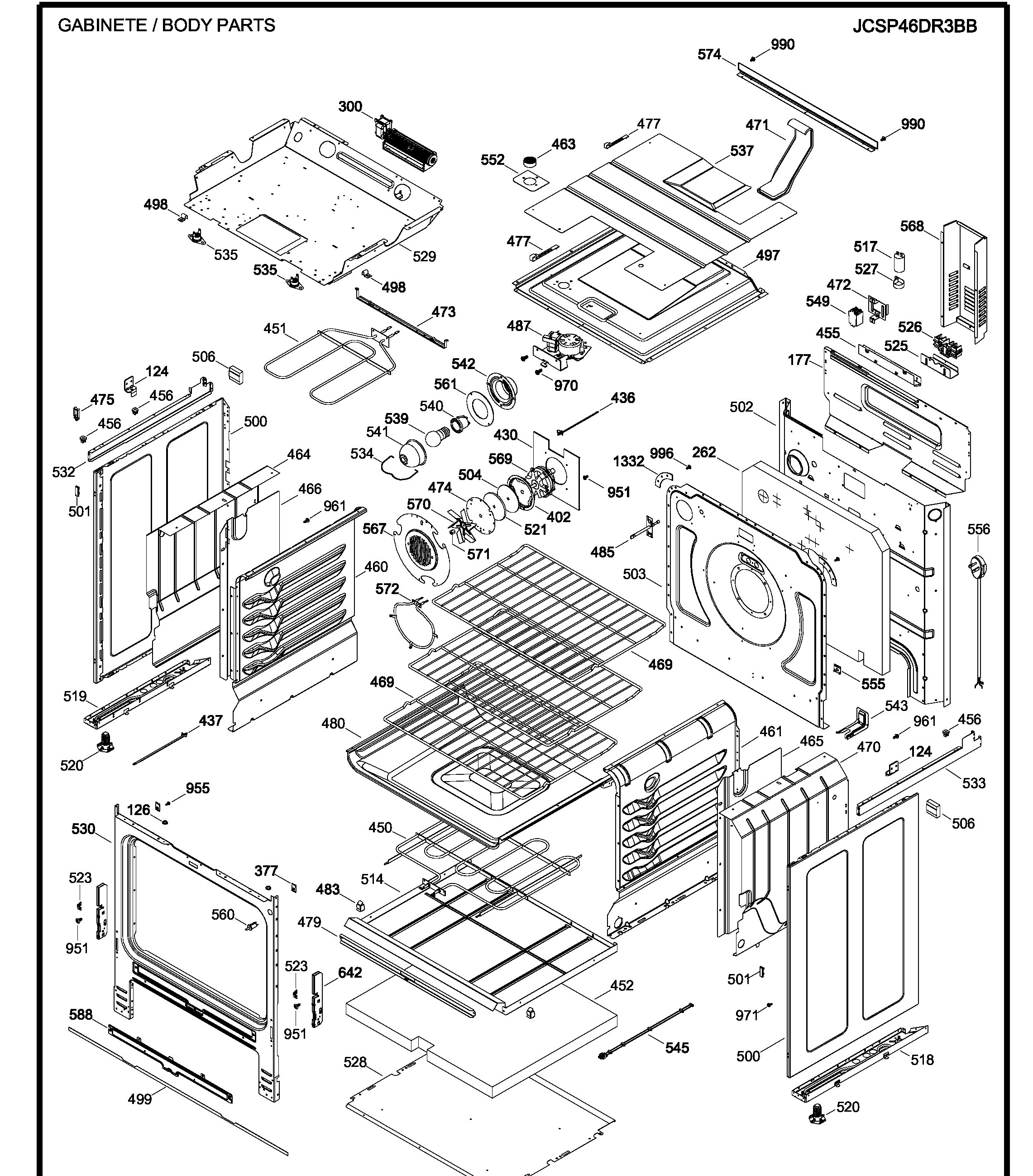 JCSP46DR3BB Exploded View 2 appliance exploded-view parts diagram