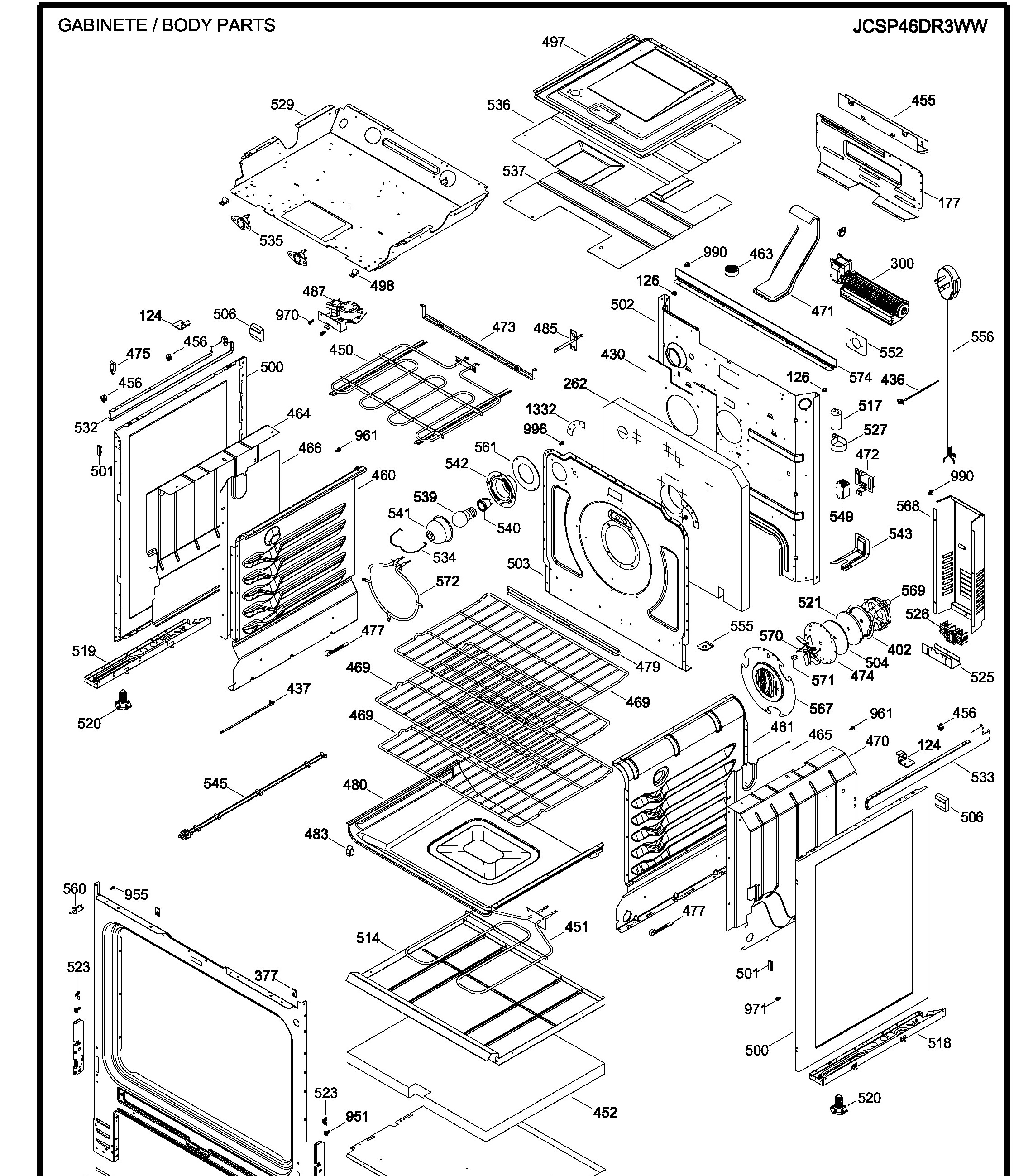 JCSP46DR3WW Exploded View 2 appliance exploded-view parts diagram
