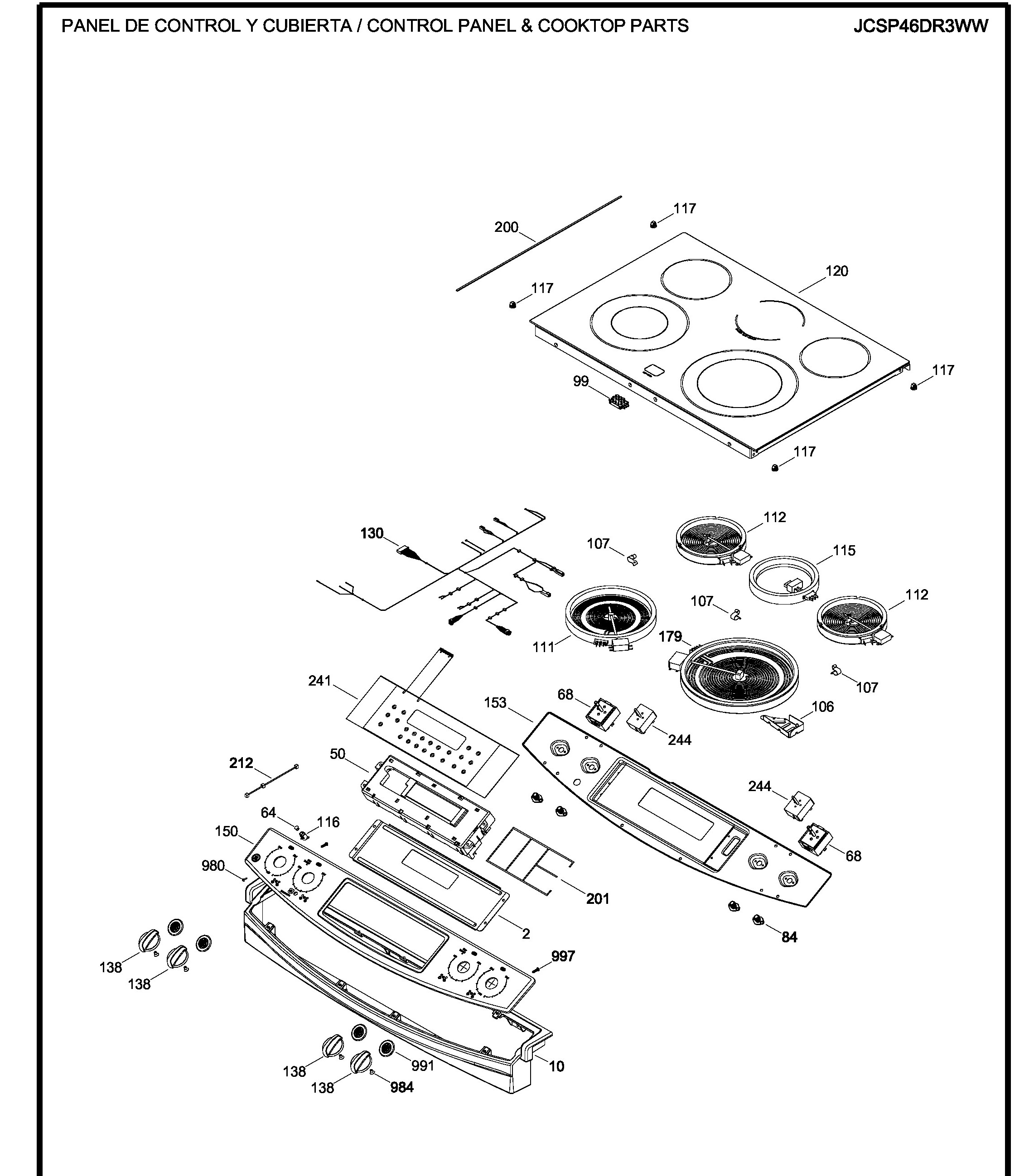 JCSP46DR3WW Exploded View 1 appliance exploded-view parts diagram