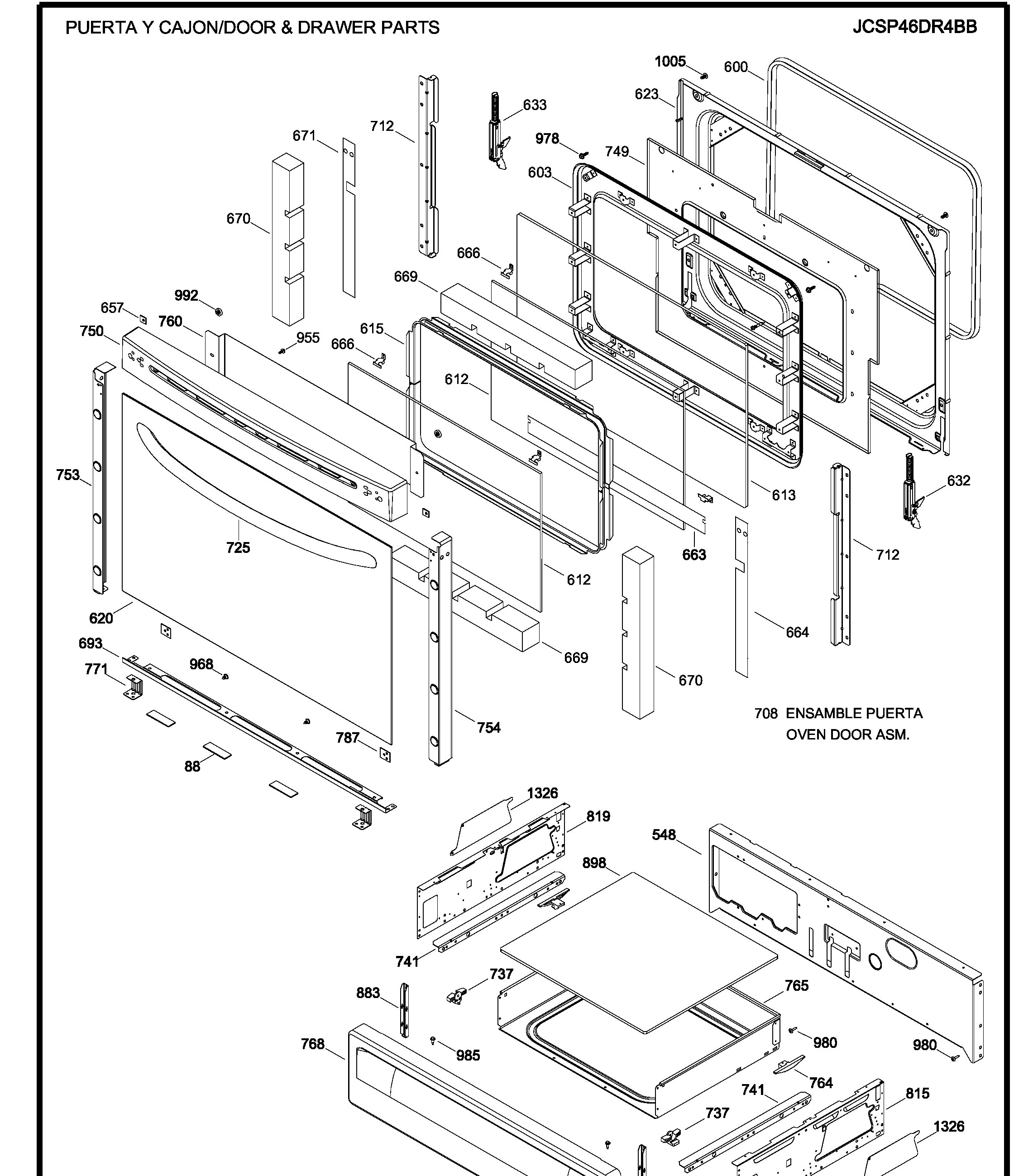 JCSP46DR4BB Exploded View 3 appliance exploded-view parts diagram