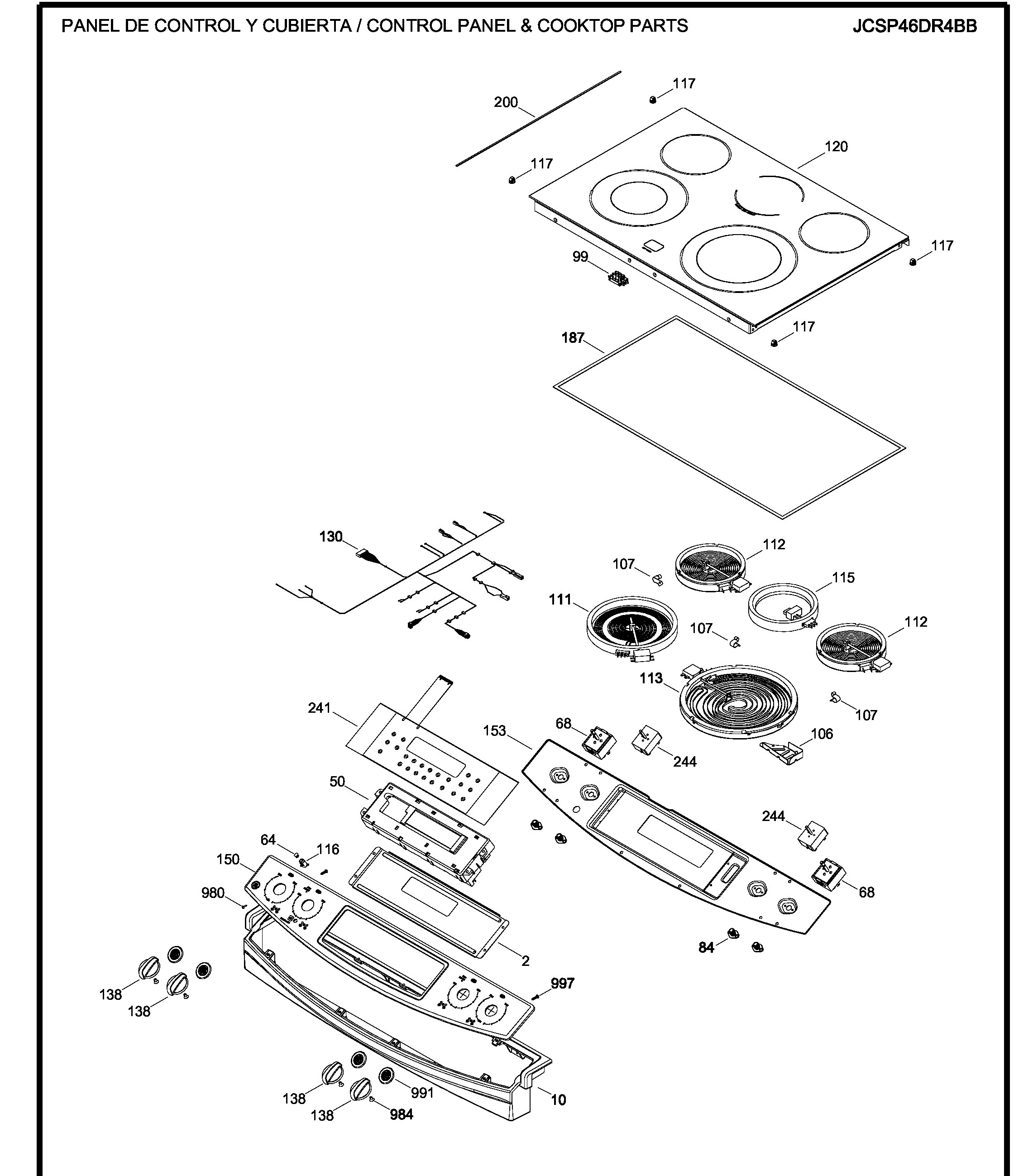 JCSP46DR4BB Exploded View 1 appliance exploded-view parts diagram