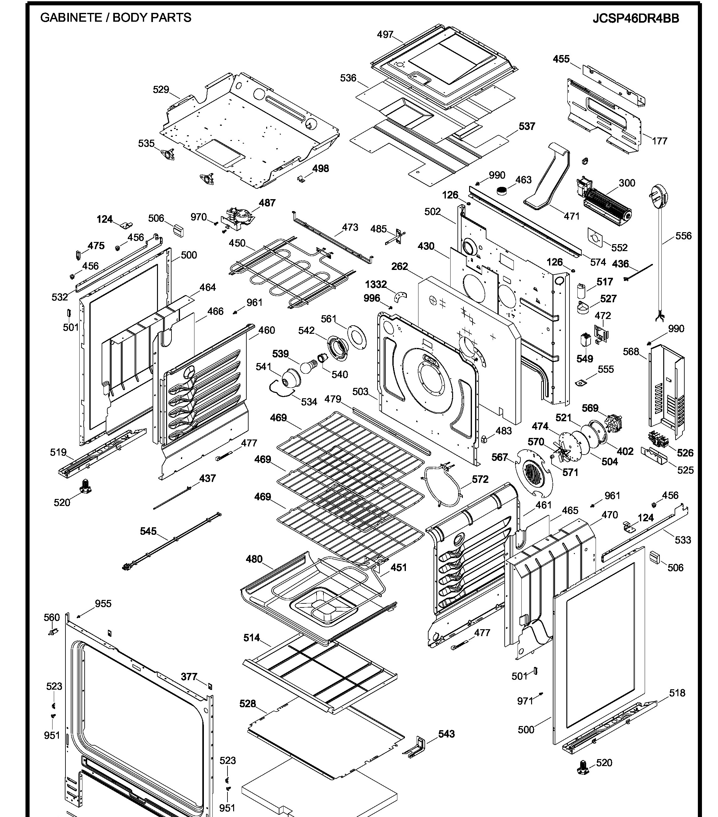 JCSP46DR4BB Exploded View 2 appliance exploded-view parts diagram
