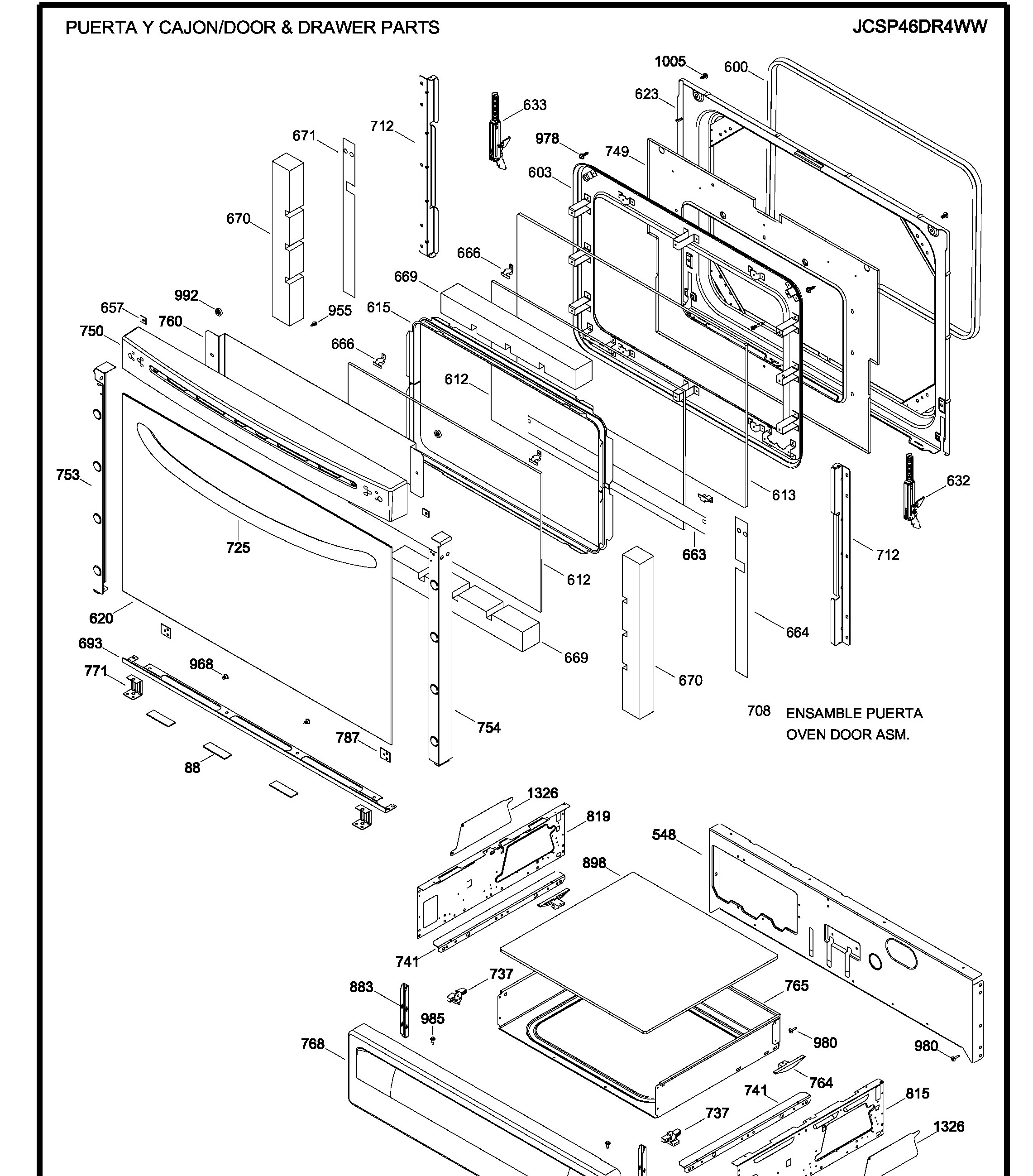 JCSP46DR4WW Exploded View 3 appliance exploded-view parts diagram