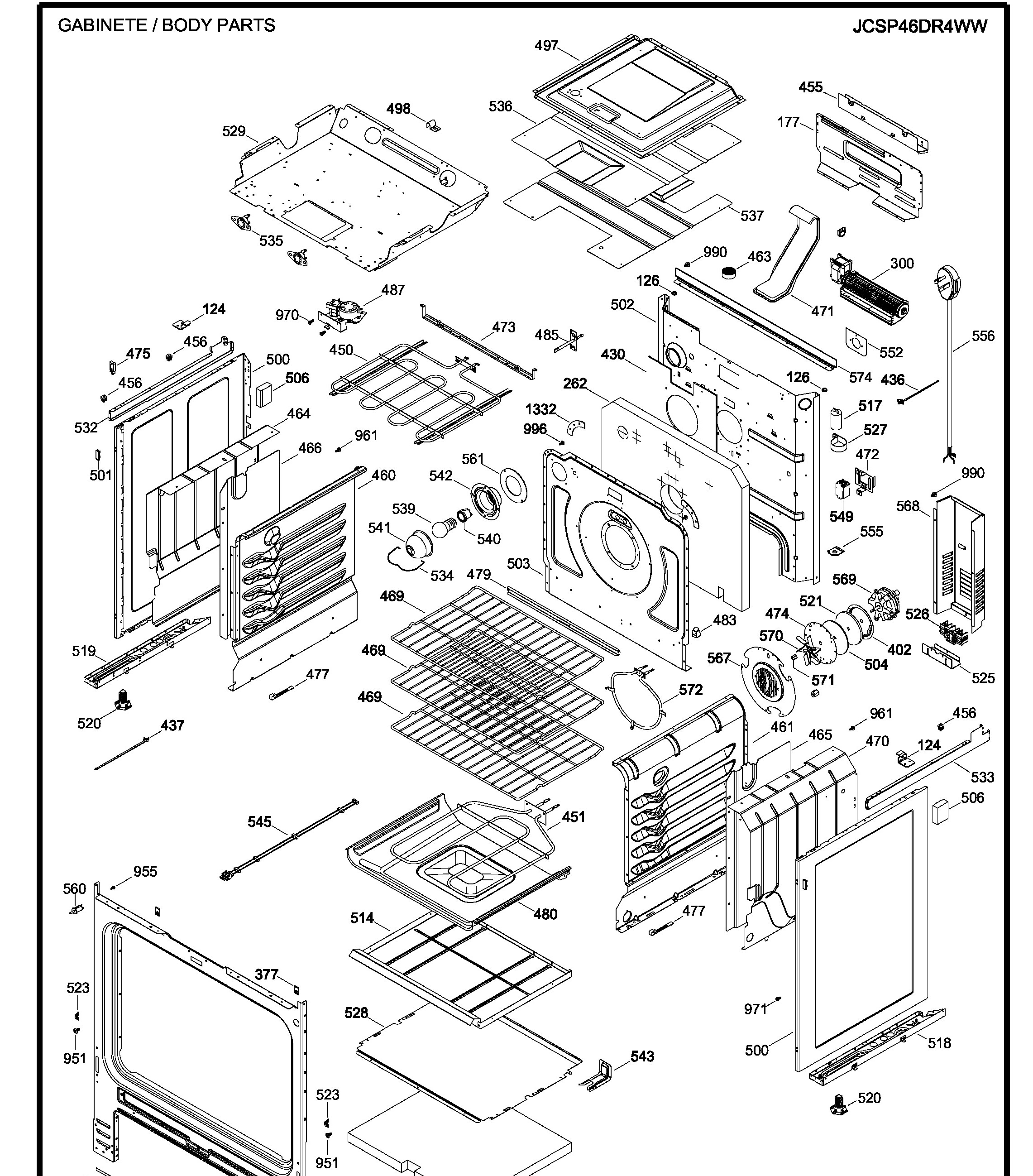JCSP46DR4WW Exploded View 2 appliance exploded-view parts diagram