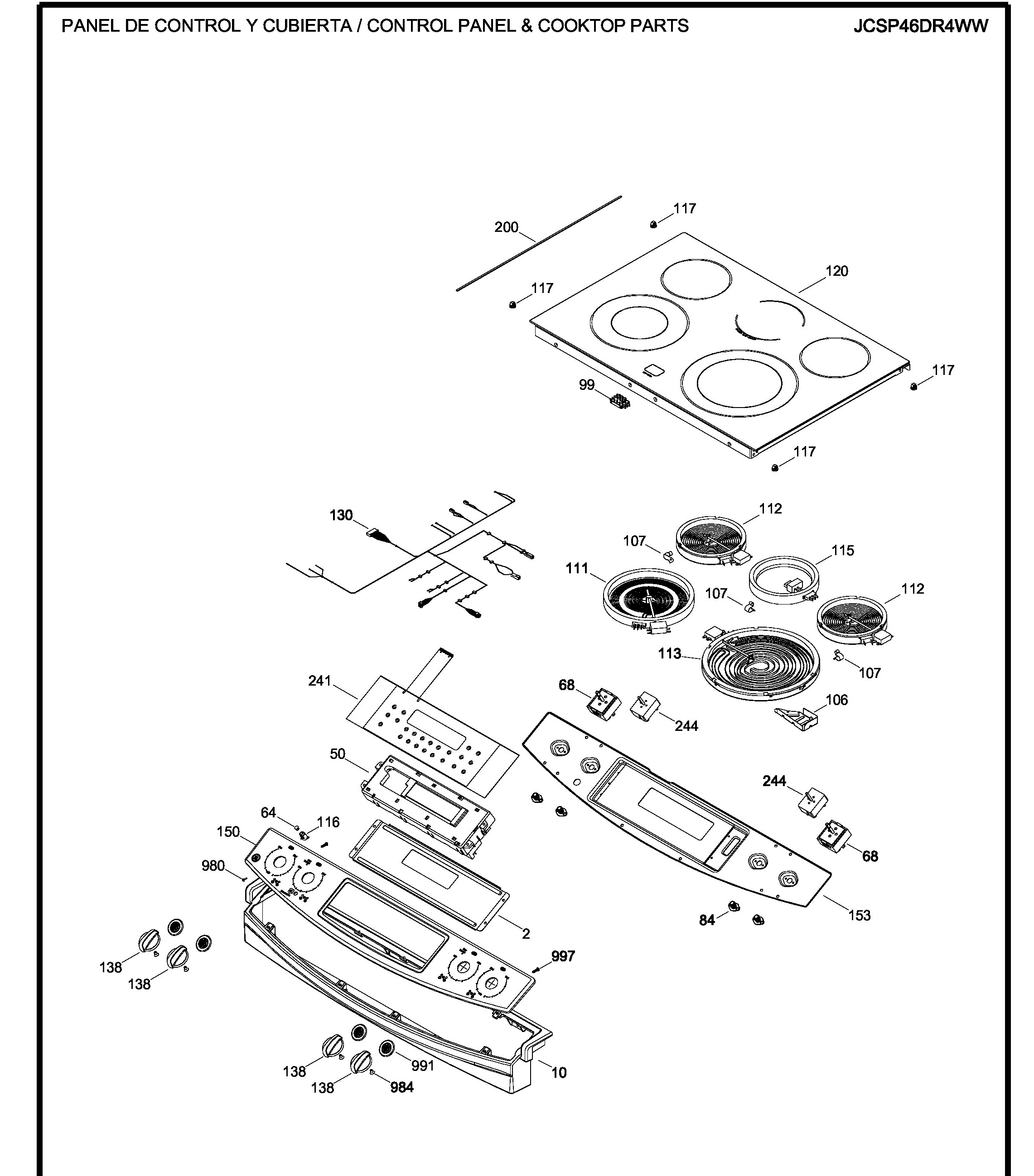 JCSP46DR4WW Exploded View 1 appliance exploded-view parts diagram