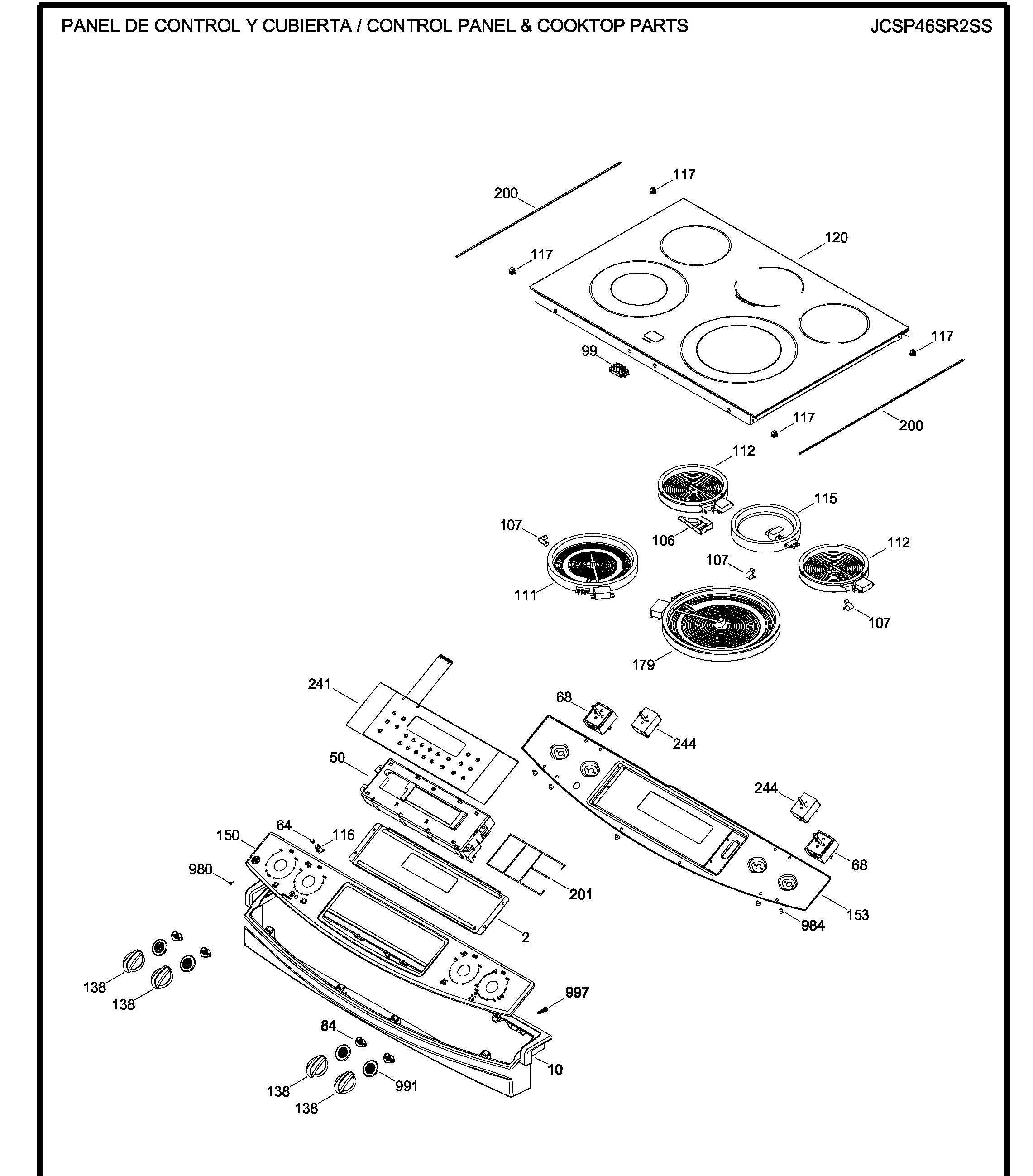 JCSP46SR2SS Exploded View 1 appliance exploded-view parts diagram