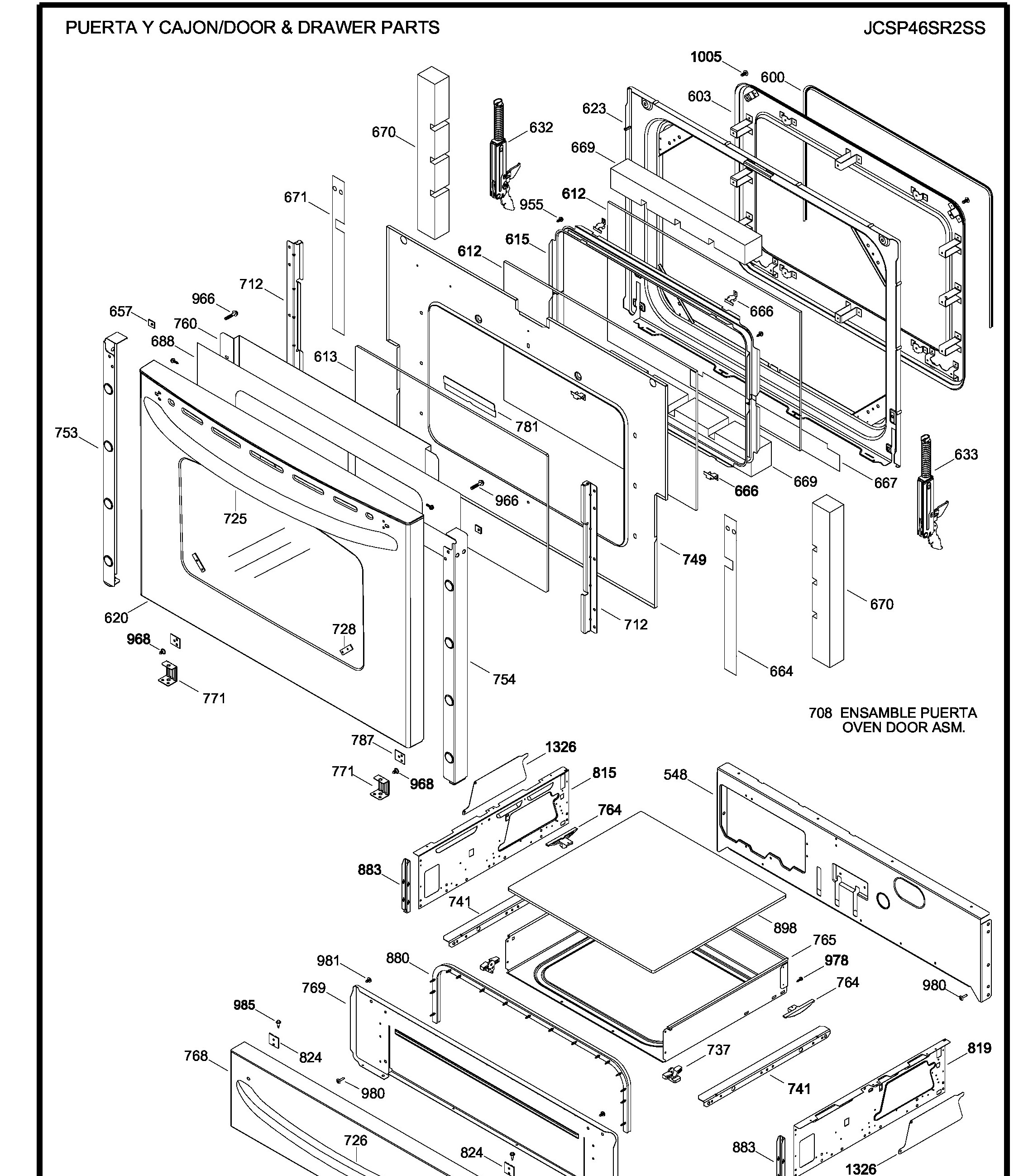 JCSP46SR2SS Exploded View 3 appliance exploded-view parts diagram