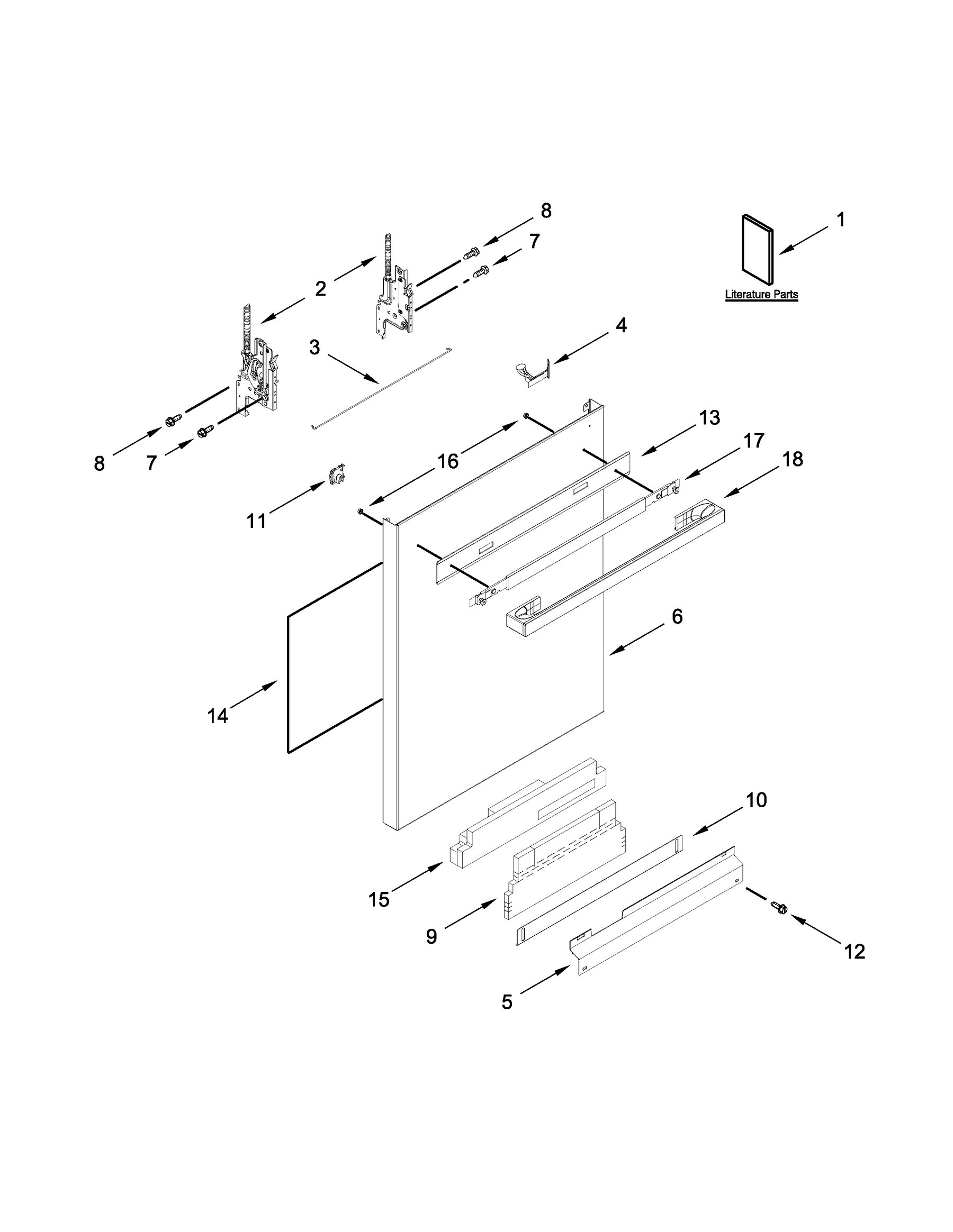 JDPSS244LM2 Door and panel parts appliance exploded-view parts diagram