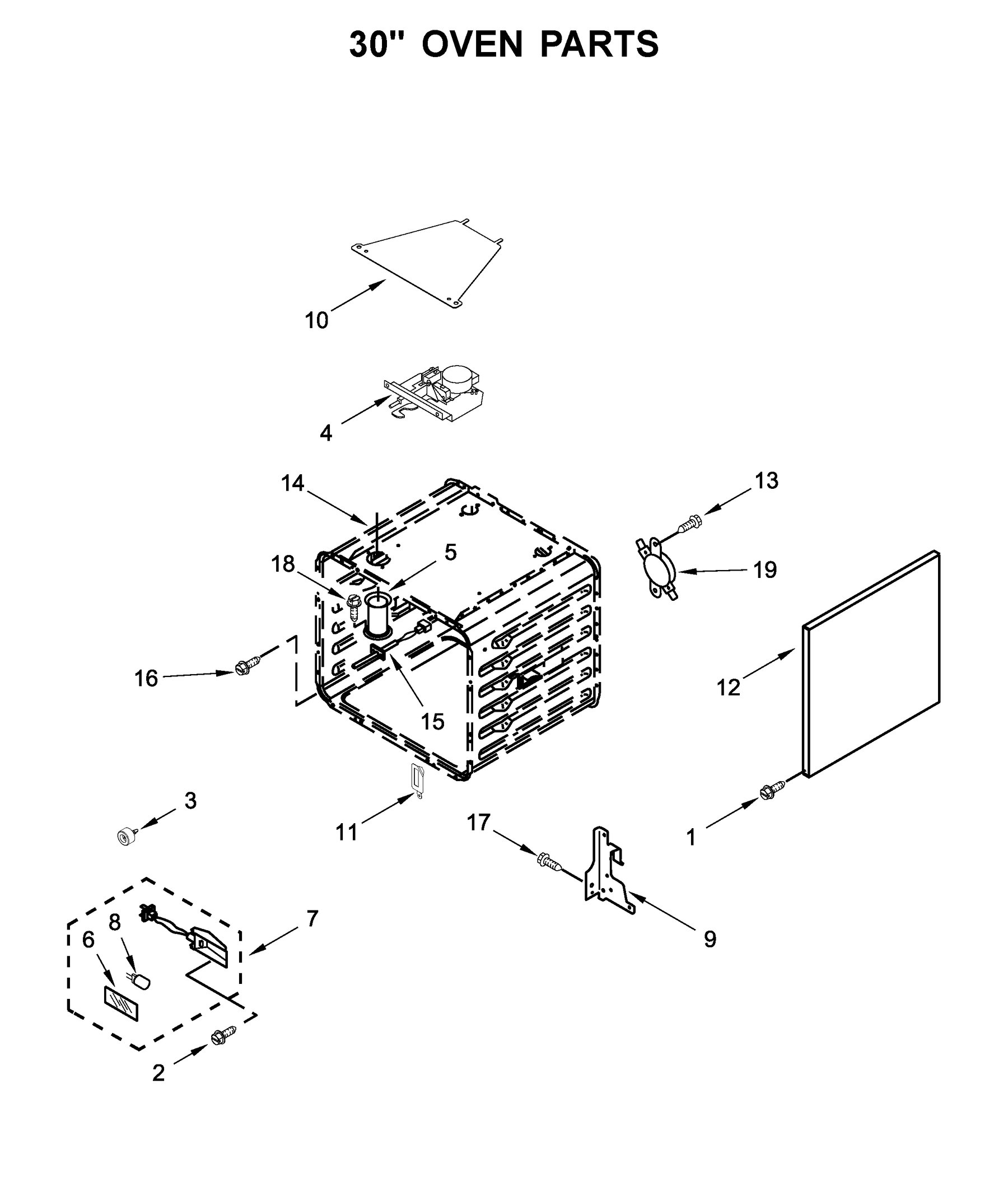 30" oven parts — Approved diagram
