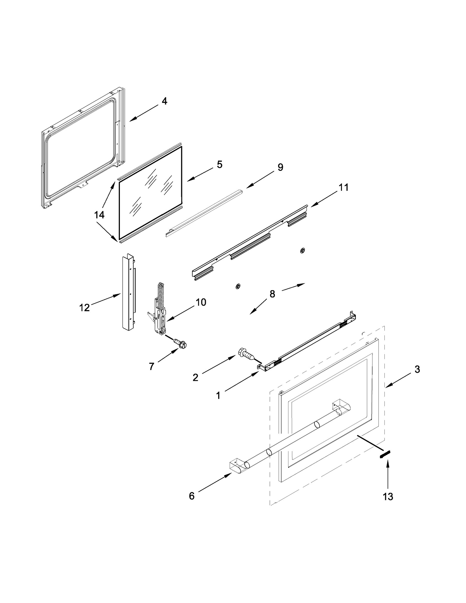 JDS1450ML0 Door parts appliance exploded-view parts diagram
