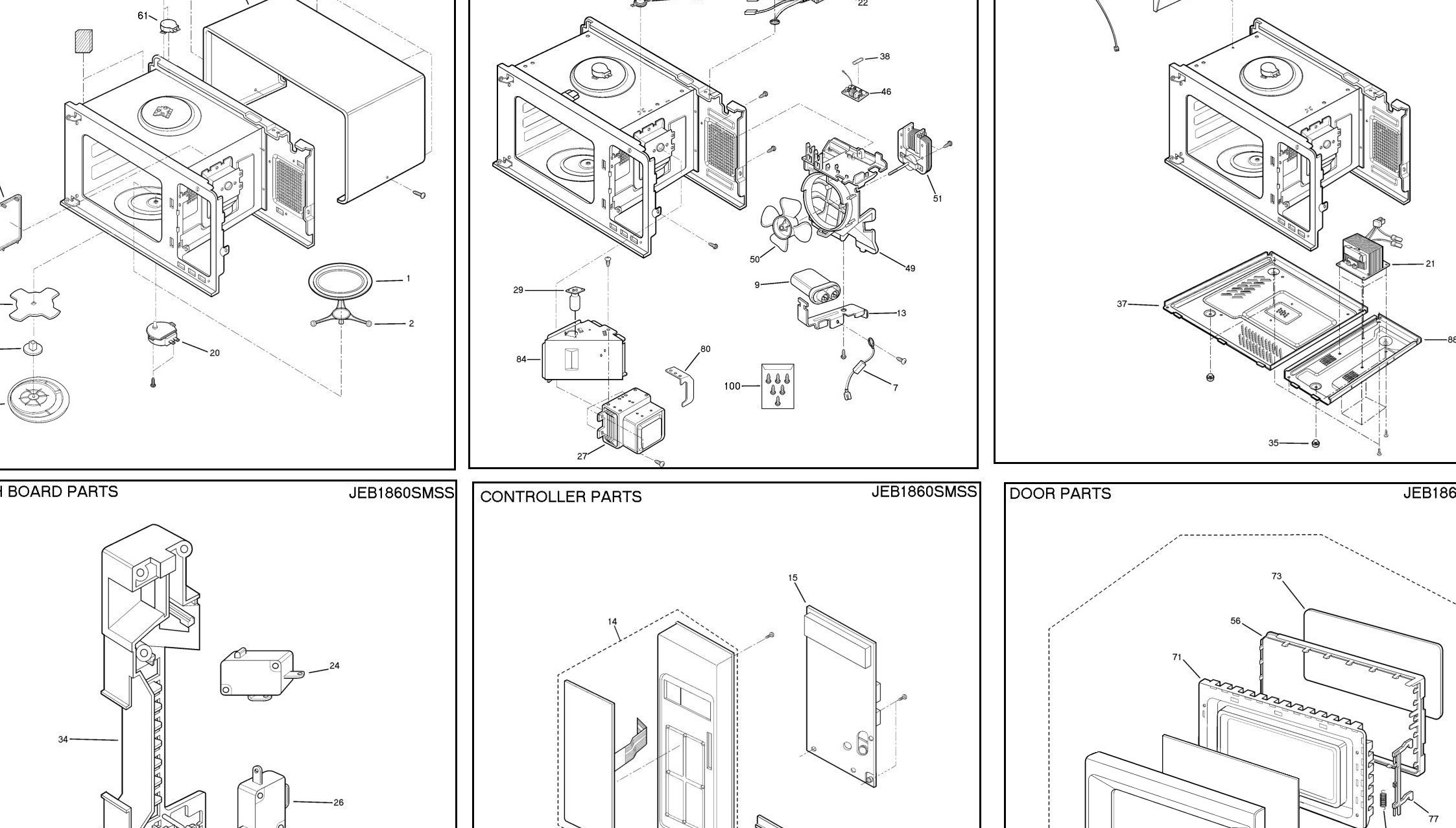 JEB1860SMSS Exploded View 1 appliance exploded-view parts diagram