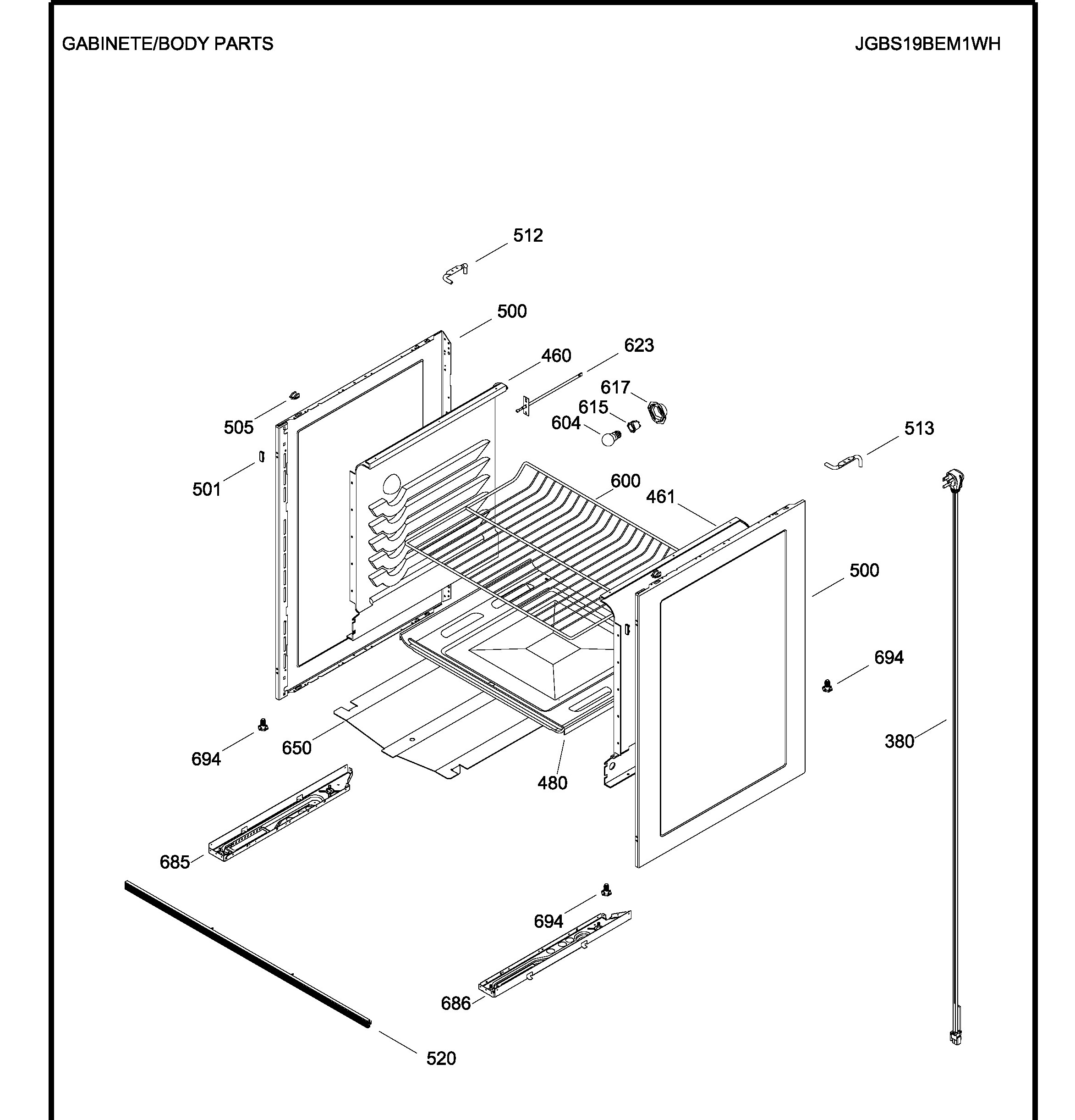 JGBS19BEM1WH Exploded View 3 appliance exploded-view parts diagram