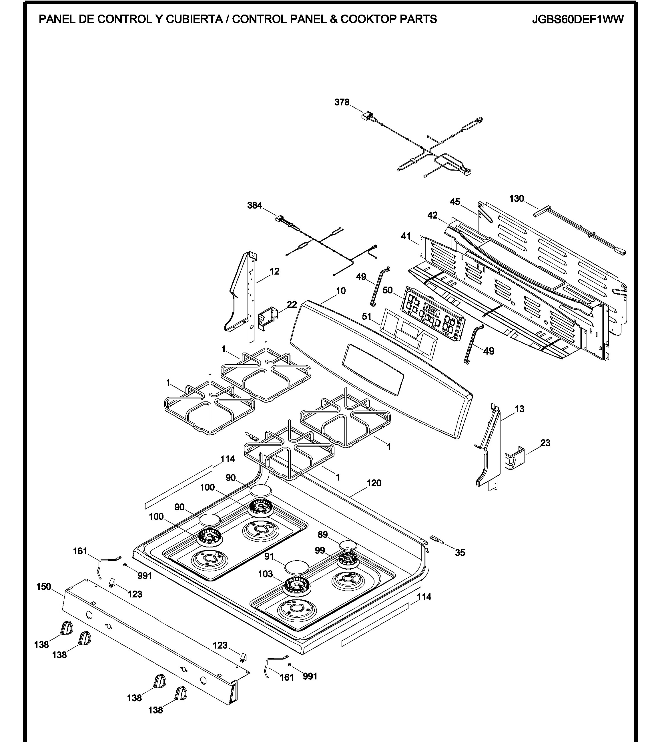 JGBS60DEF1WW Exploded View 1 appliance exploded-view parts diagram