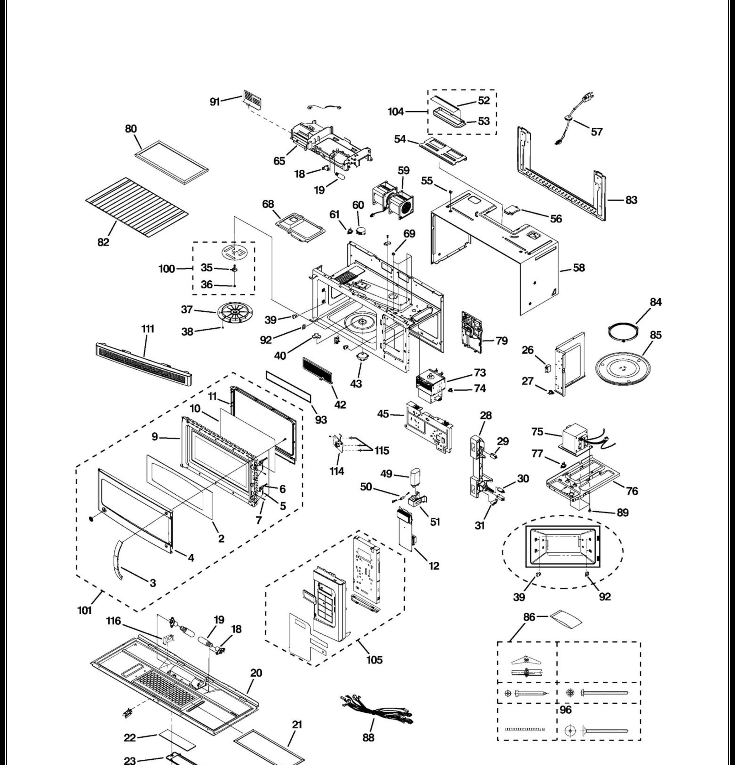 JVM1740DMWW01 Exploded View 1 appliance exploded-view parts diagram