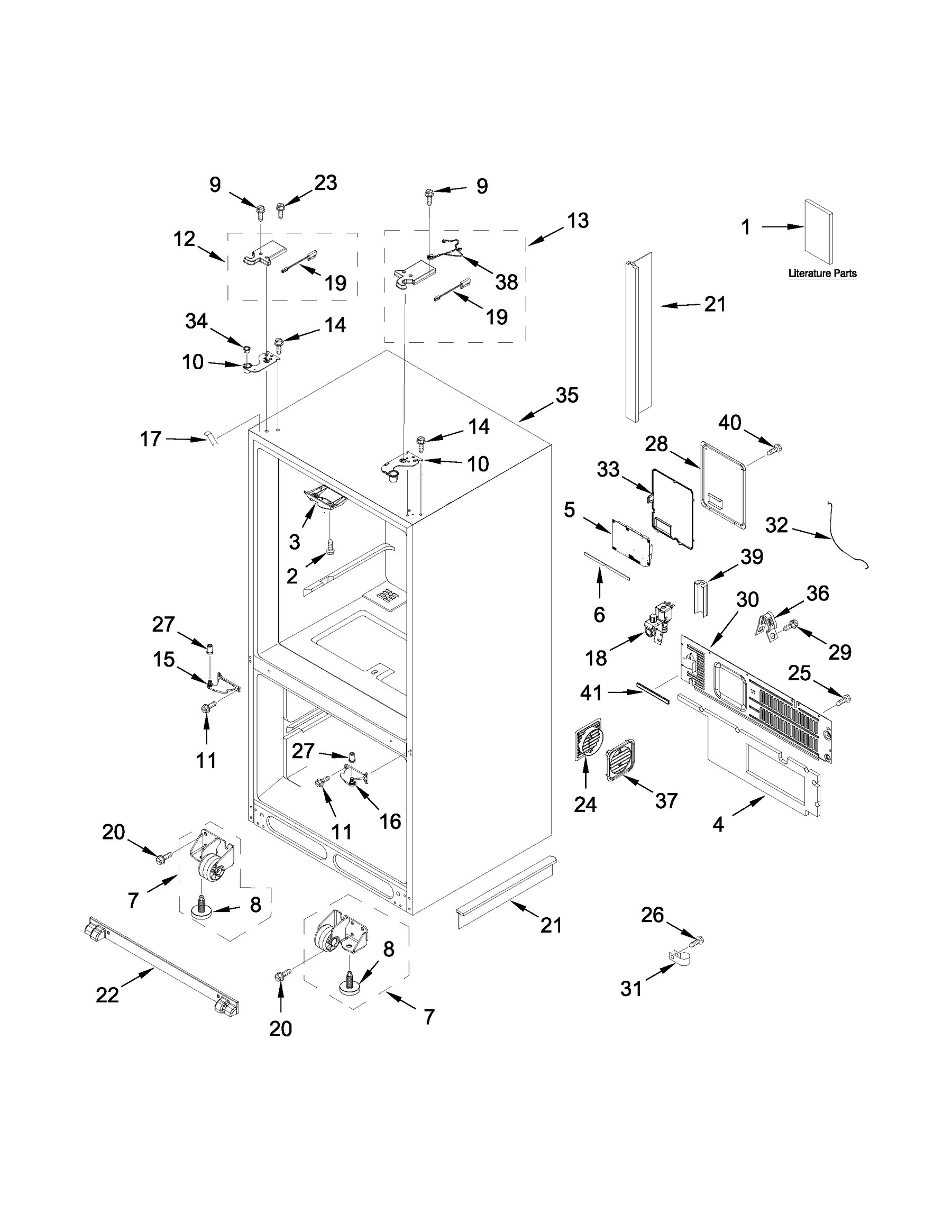 KRFC704FBS03 Cabinet parts appliance exploded-view parts diagram