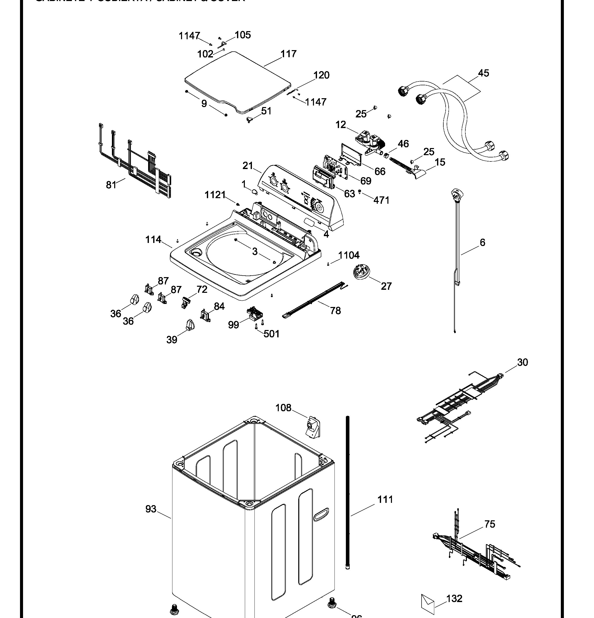LAE1220PBB00 Exploded View 1 appliance exploded-view parts diagram