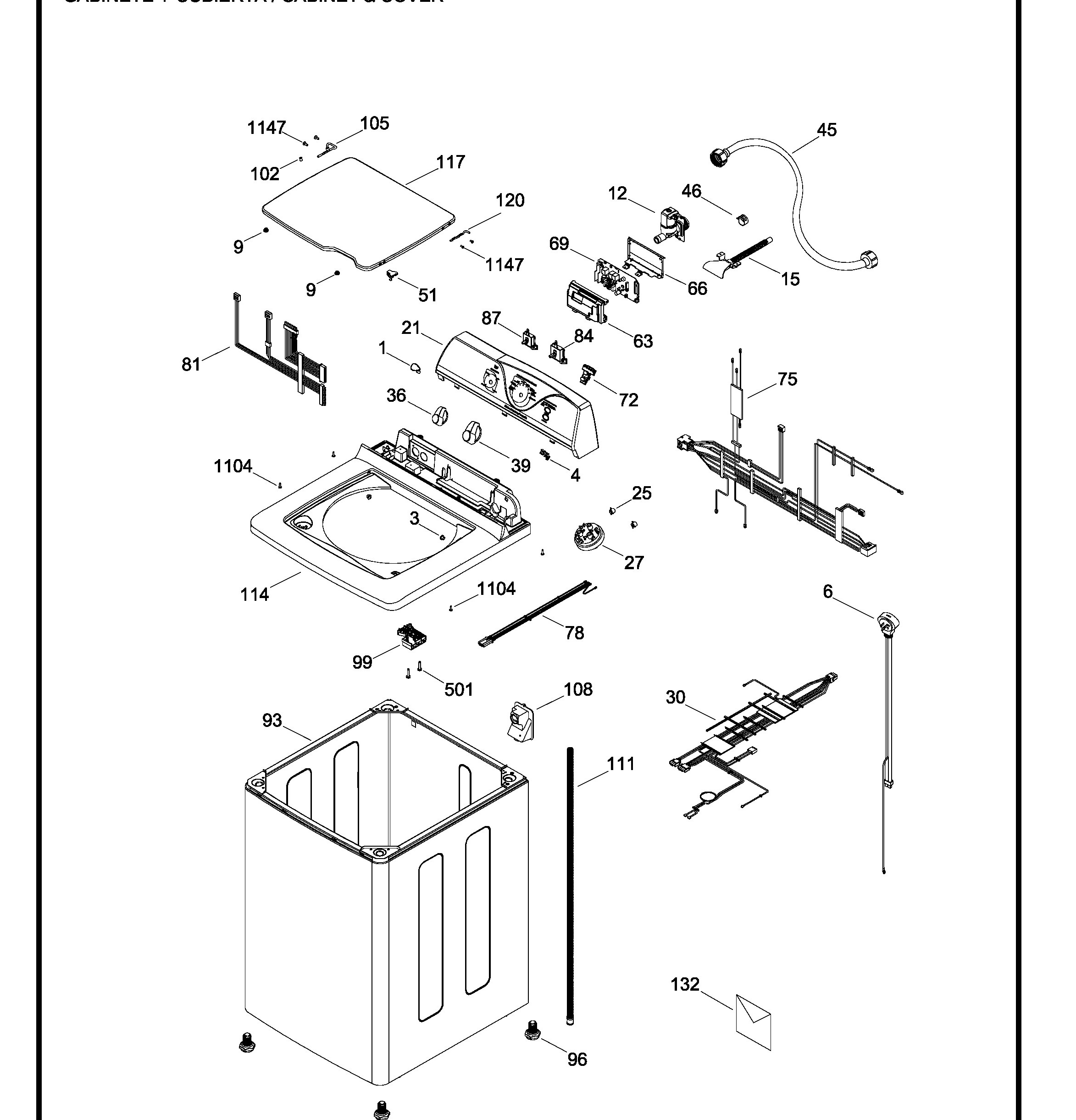 LAE15201PBB00 Exploded View 1 appliance exploded-view parts diagram