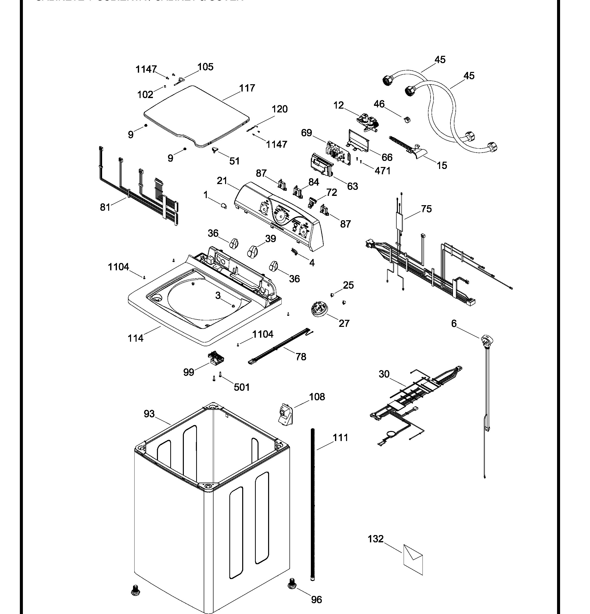 LAE16300PBB00 Exploded View 1 appliance exploded-view parts diagram