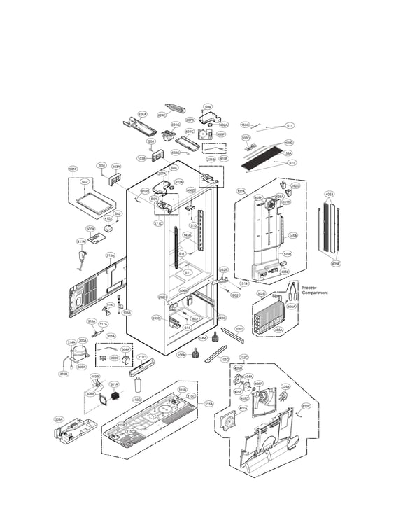 LFX29937ST Case parts appliance exploded-view parts diagram