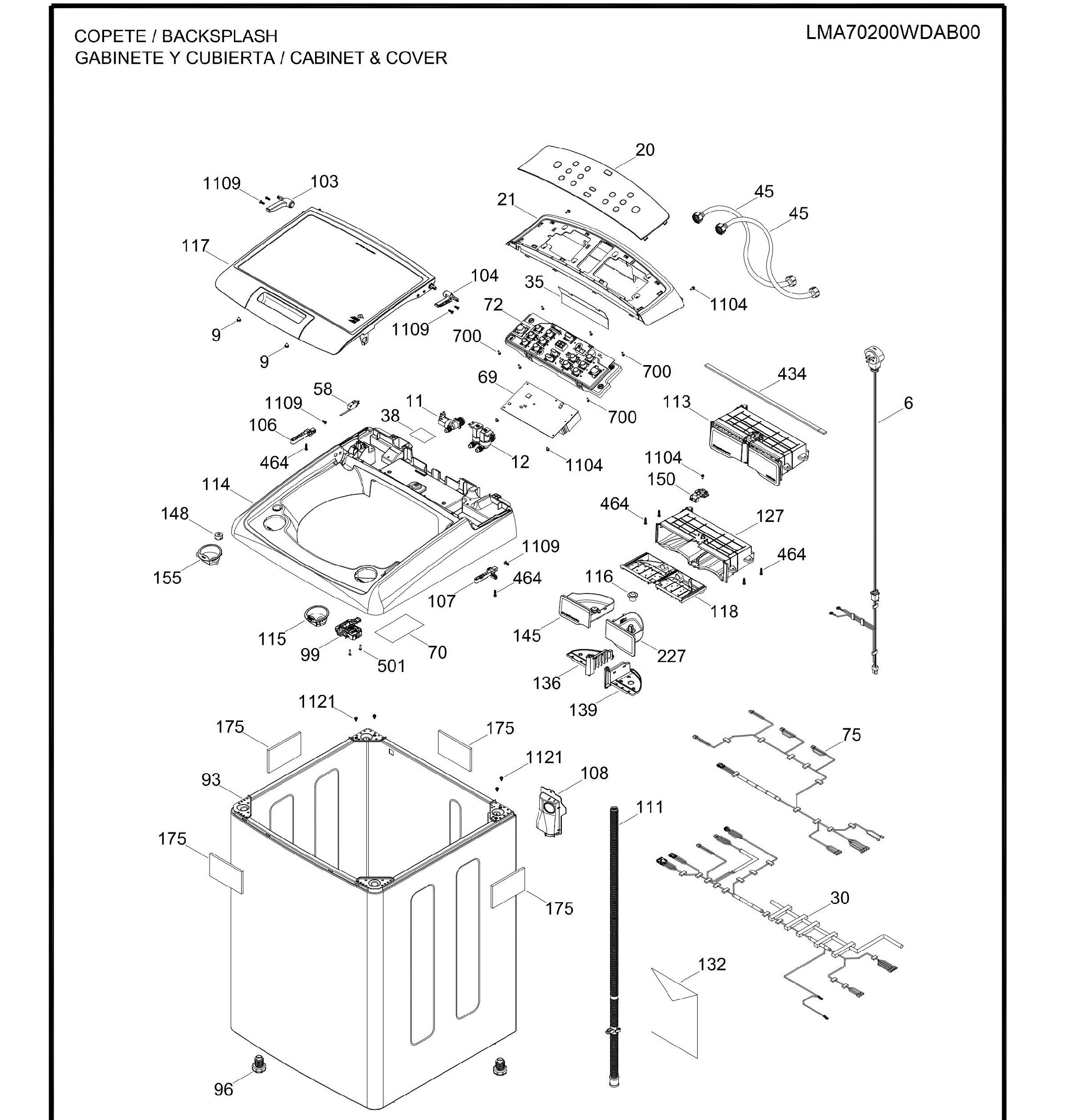 LMA70200WDAB00 Exploded View 1 appliance exploded-view parts diagram