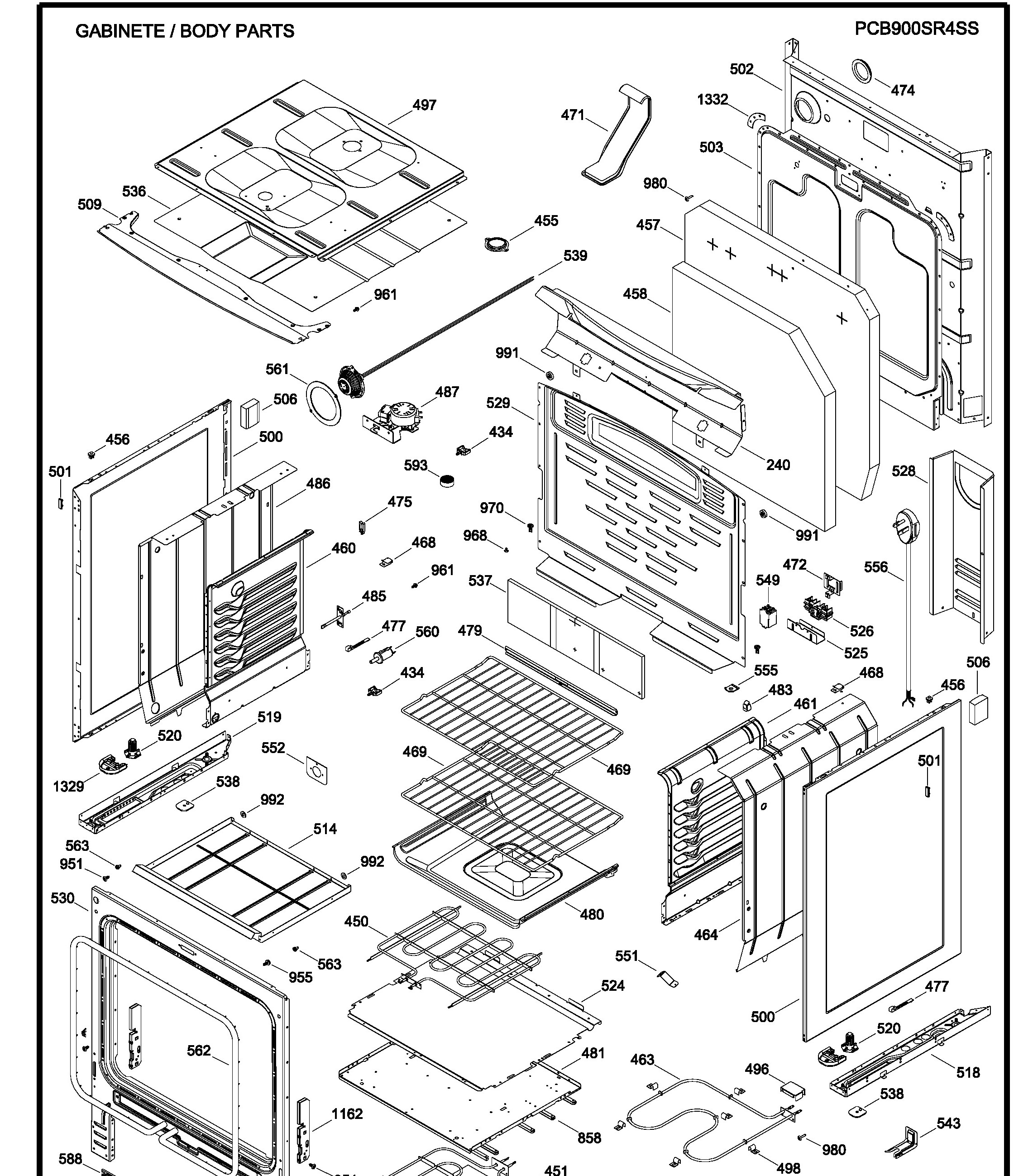 PCB900SR4SS Exploded View 2 appliance exploded-view parts diagram
