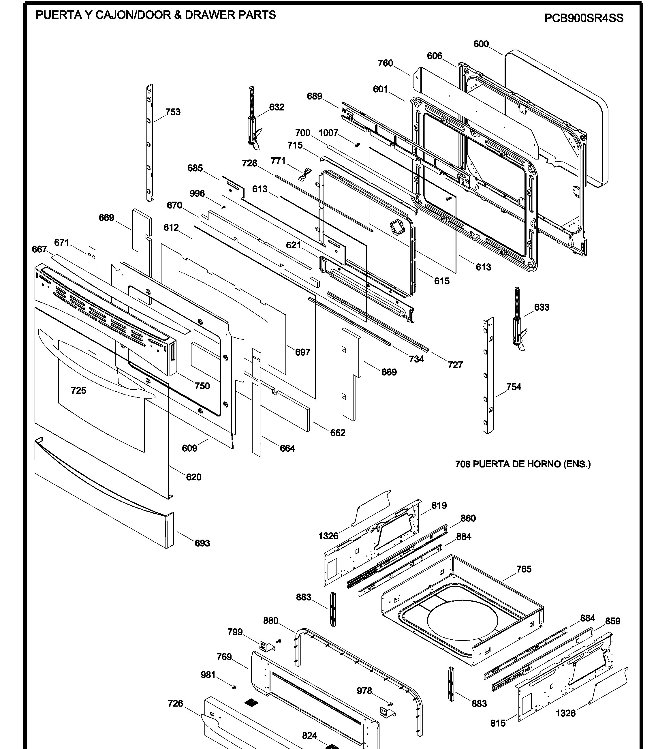 PCB900SR4SS Exploded View 3 appliance exploded-view parts diagram