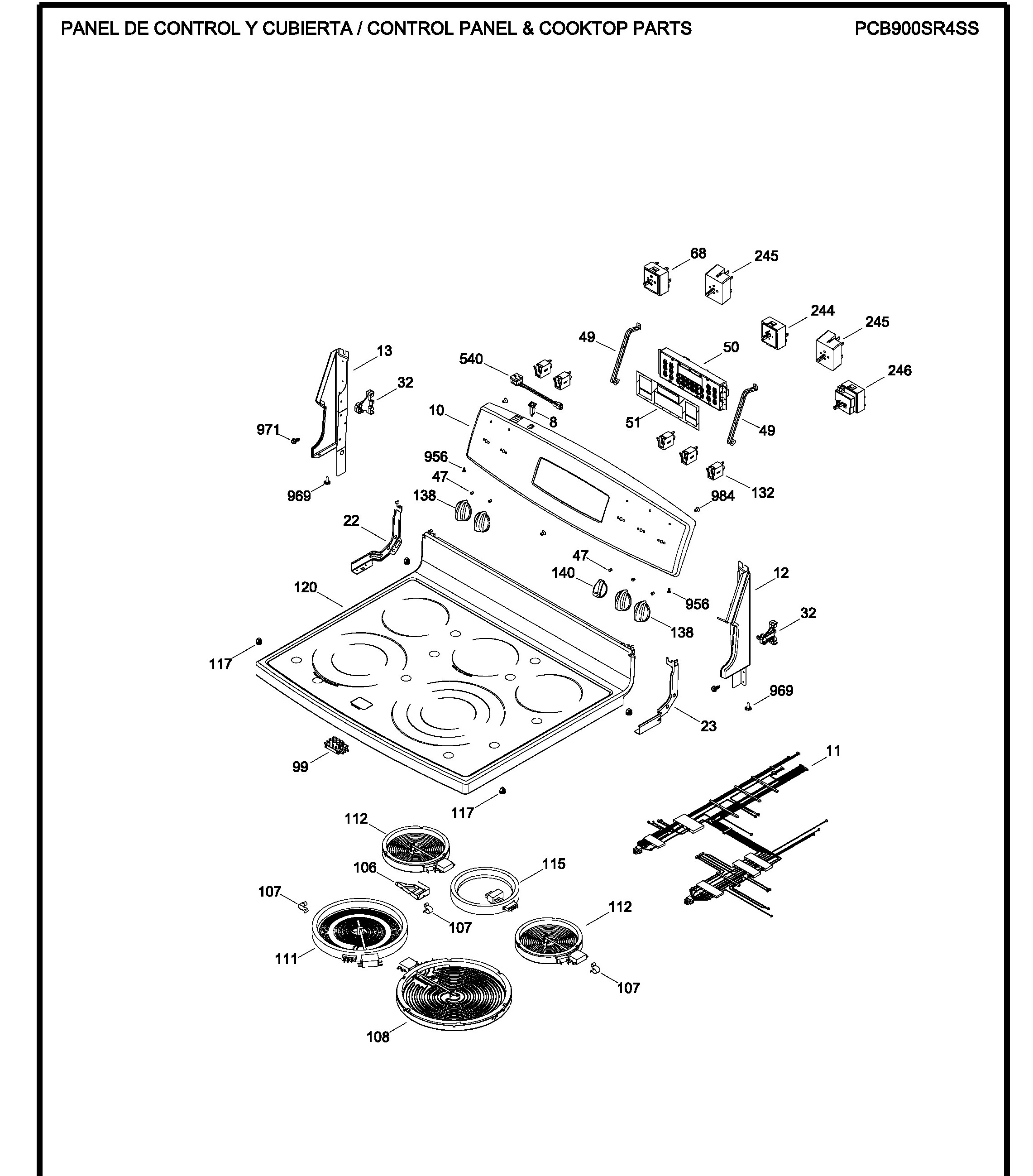 PCB900SR4SS Exploded View 1 appliance exploded-view parts diagram