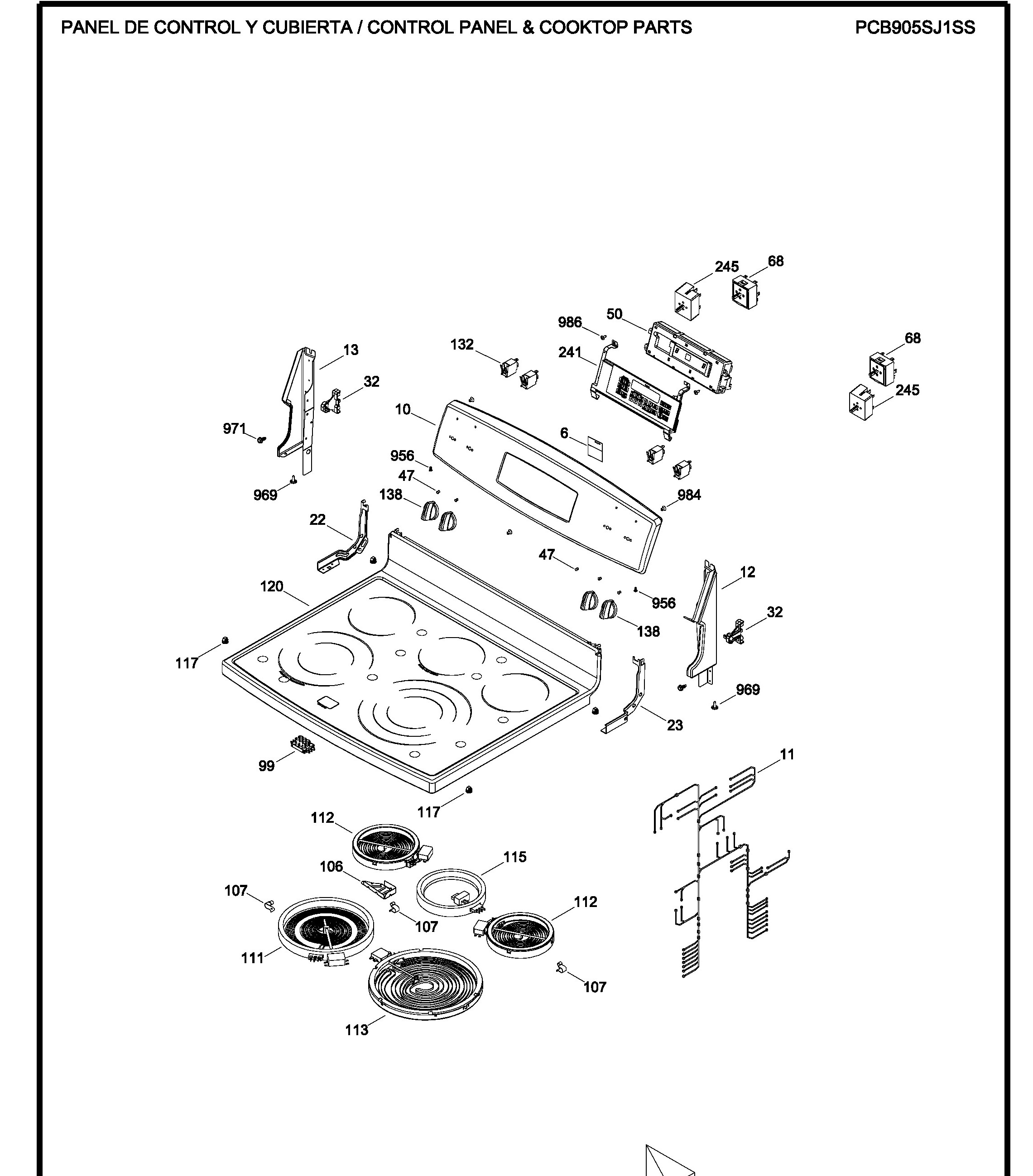 PCB905SJ1SS Exploded View 1 appliance exploded-view parts diagram
