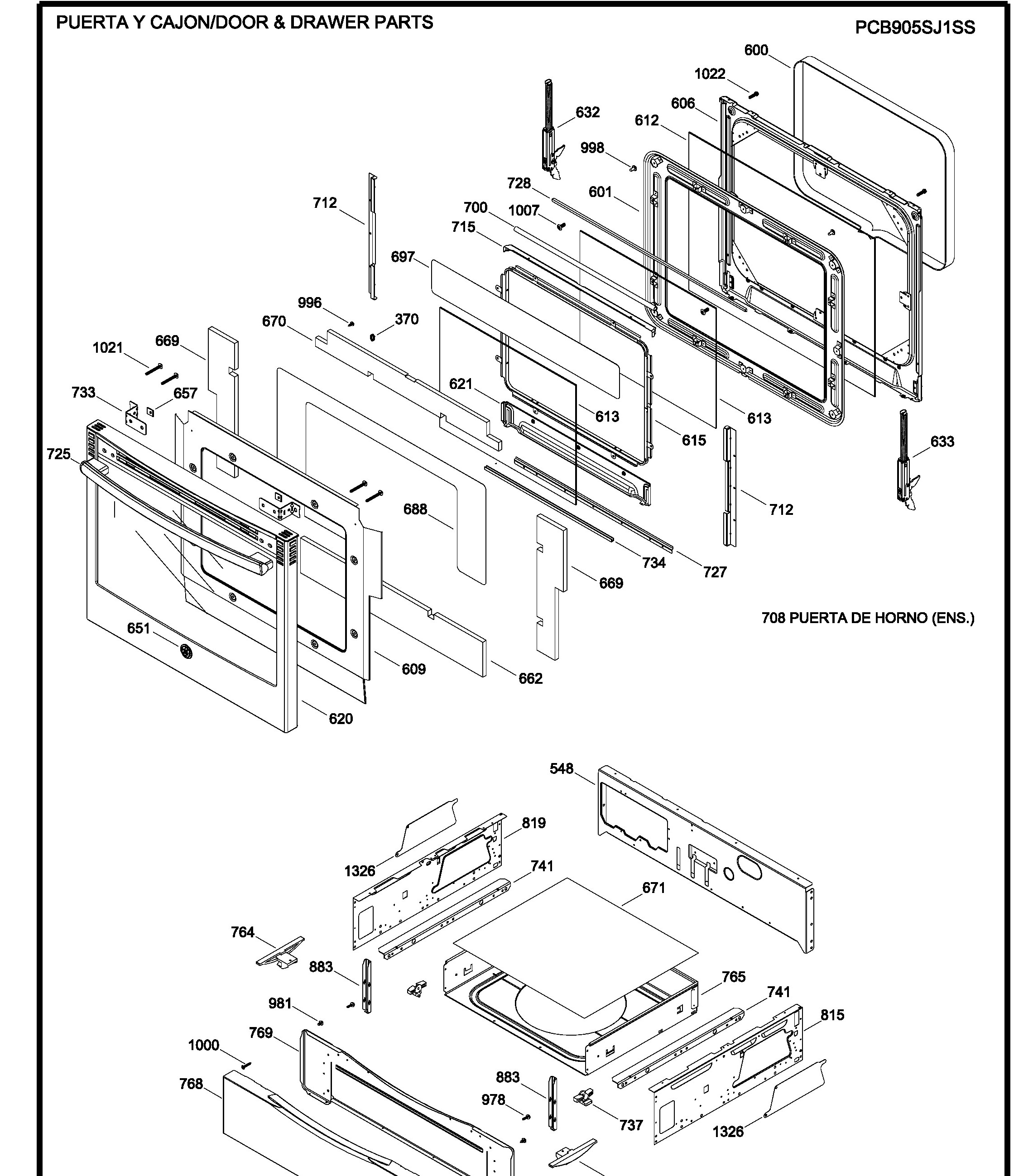 PCB905SJ1SS Exploded View 3 appliance exploded-view parts diagram