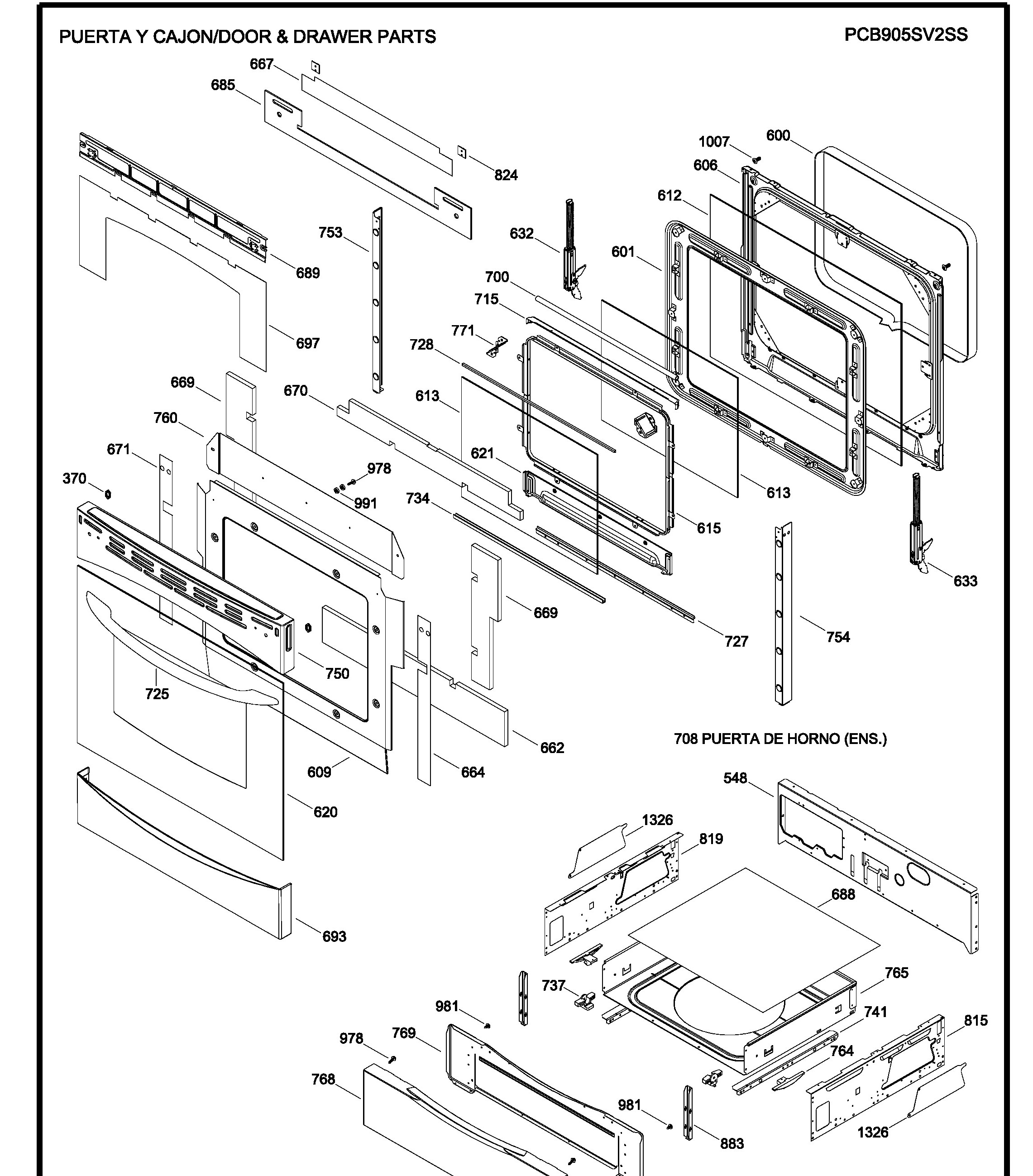 PCB905SV2SS Exploded View 3 appliance exploded-view parts diagram