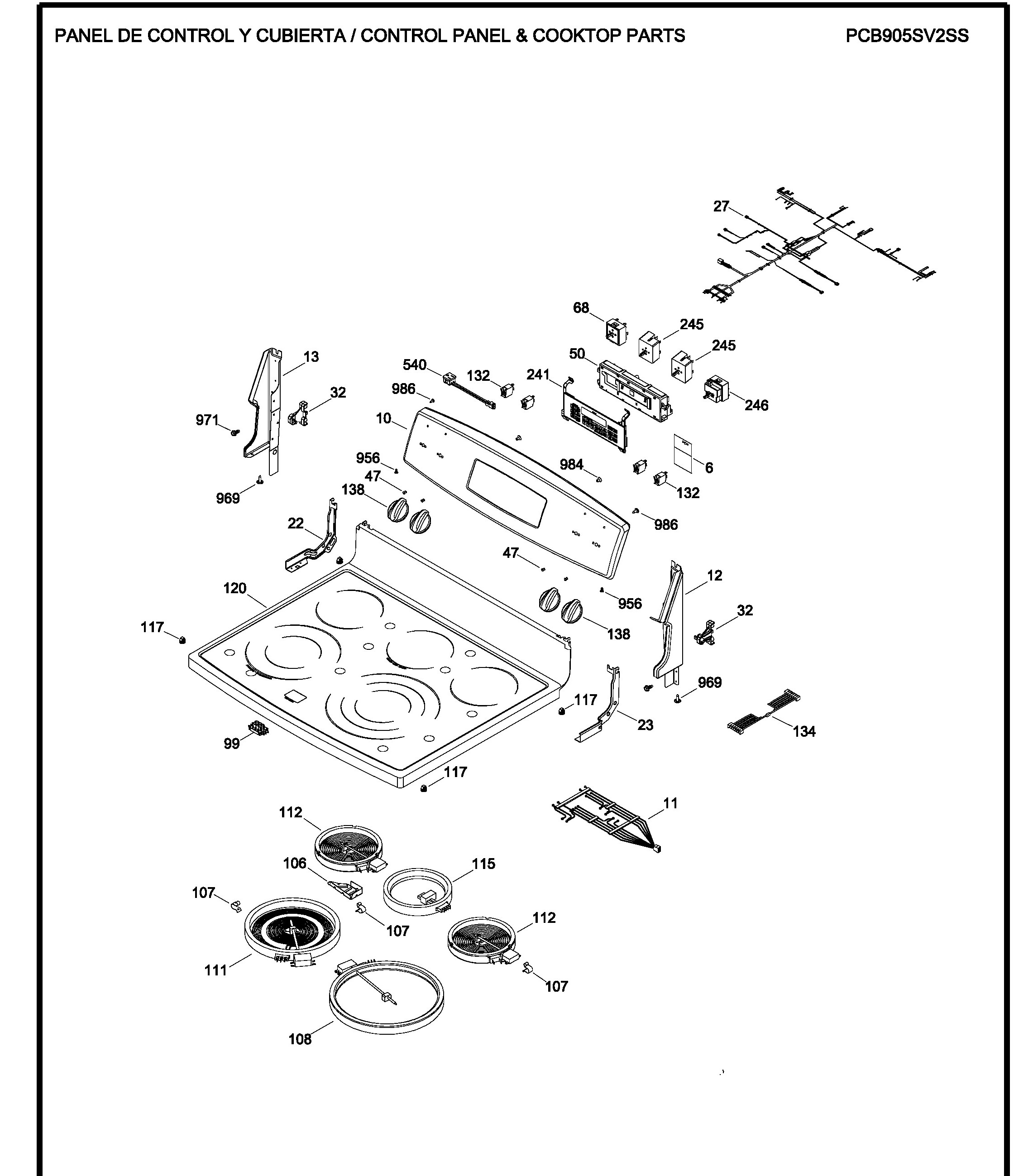 PCB905SV2SS Exploded View 1 appliance exploded-view parts diagram