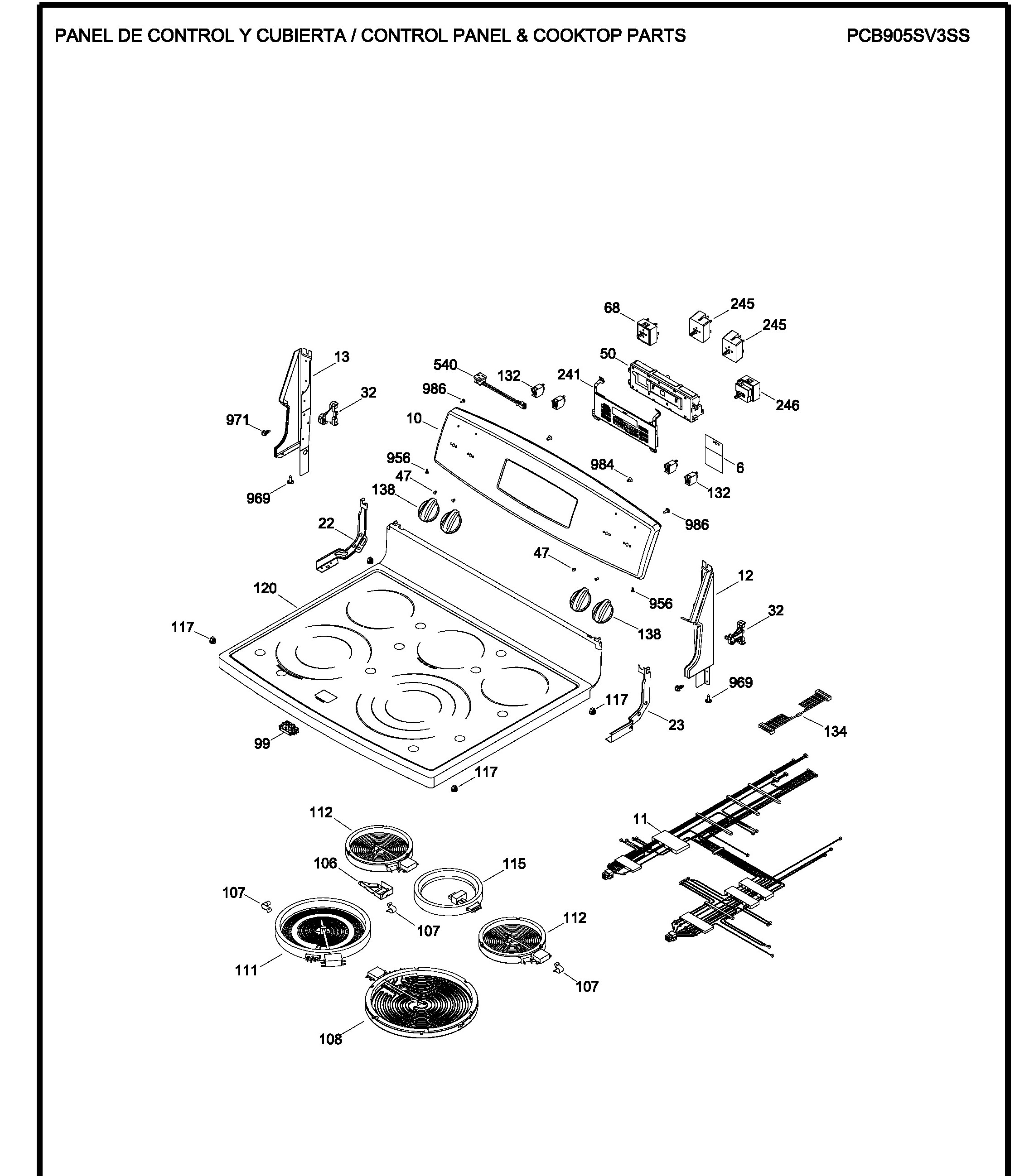 PCB905SV3SS Exploded View 1 appliance exploded-view parts diagram