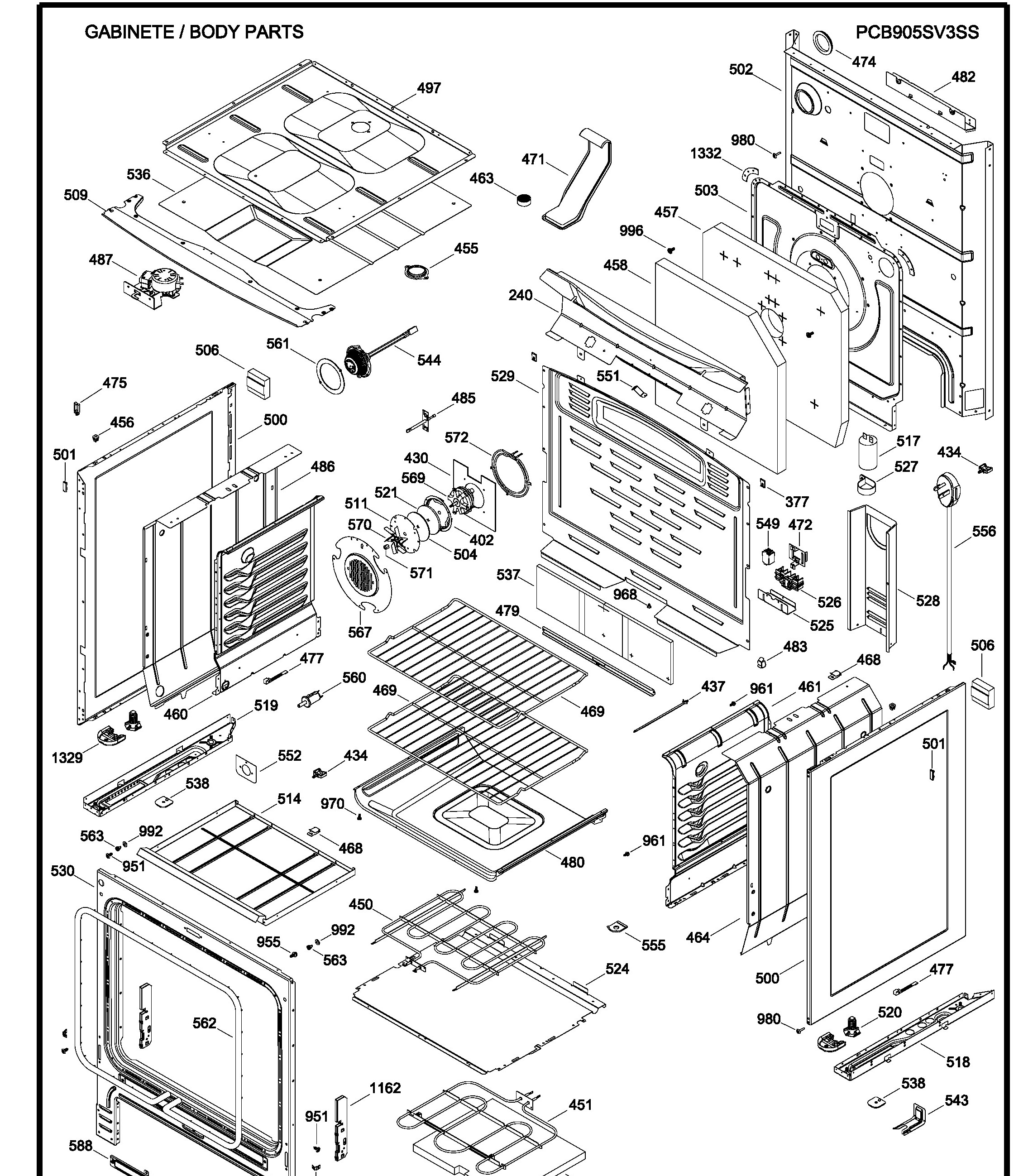 PCB905SV3SS Exploded View 2 appliance exploded-view parts diagram