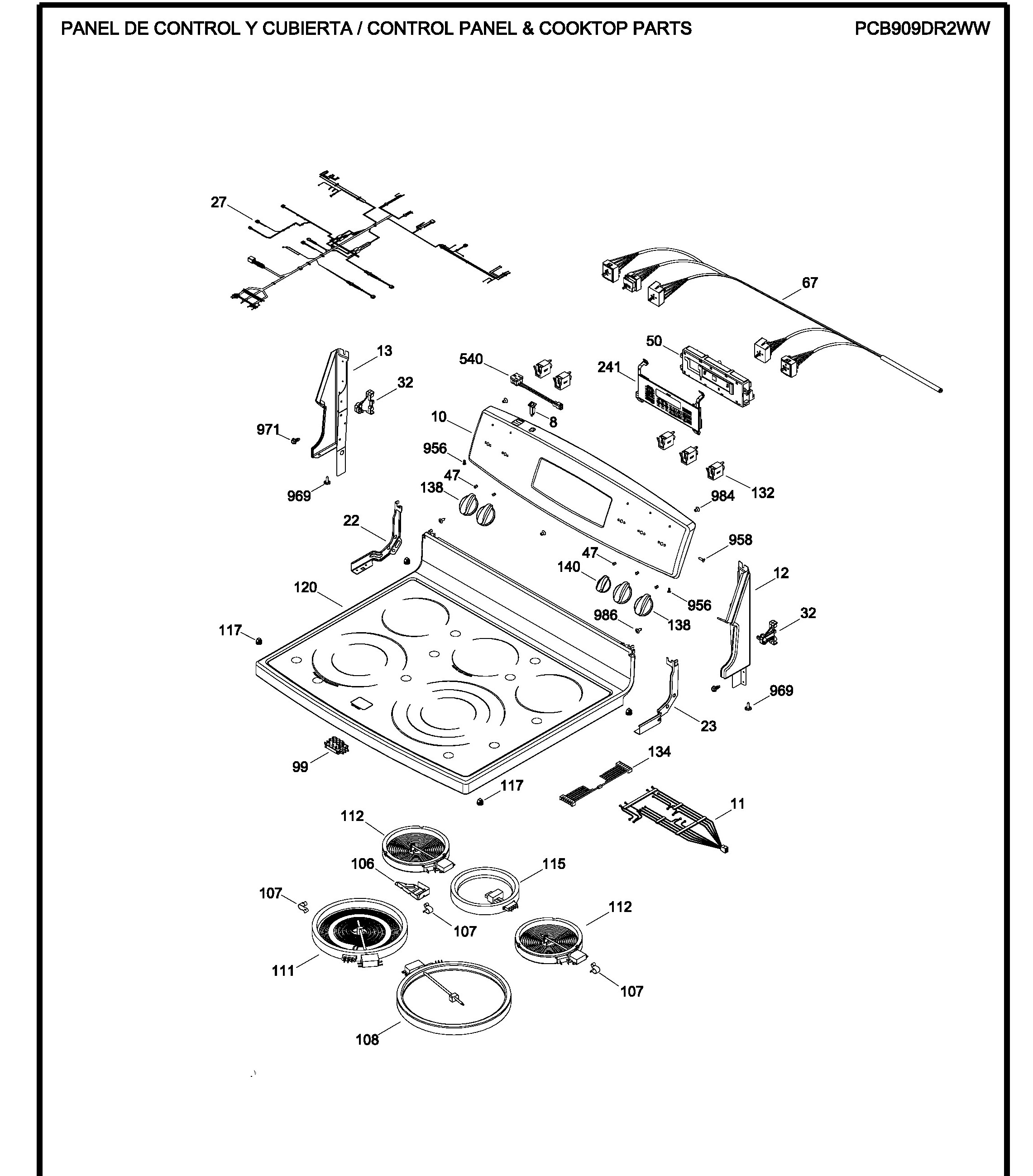 PCB909DR2WW Exploded View 1 appliance exploded-view parts diagram