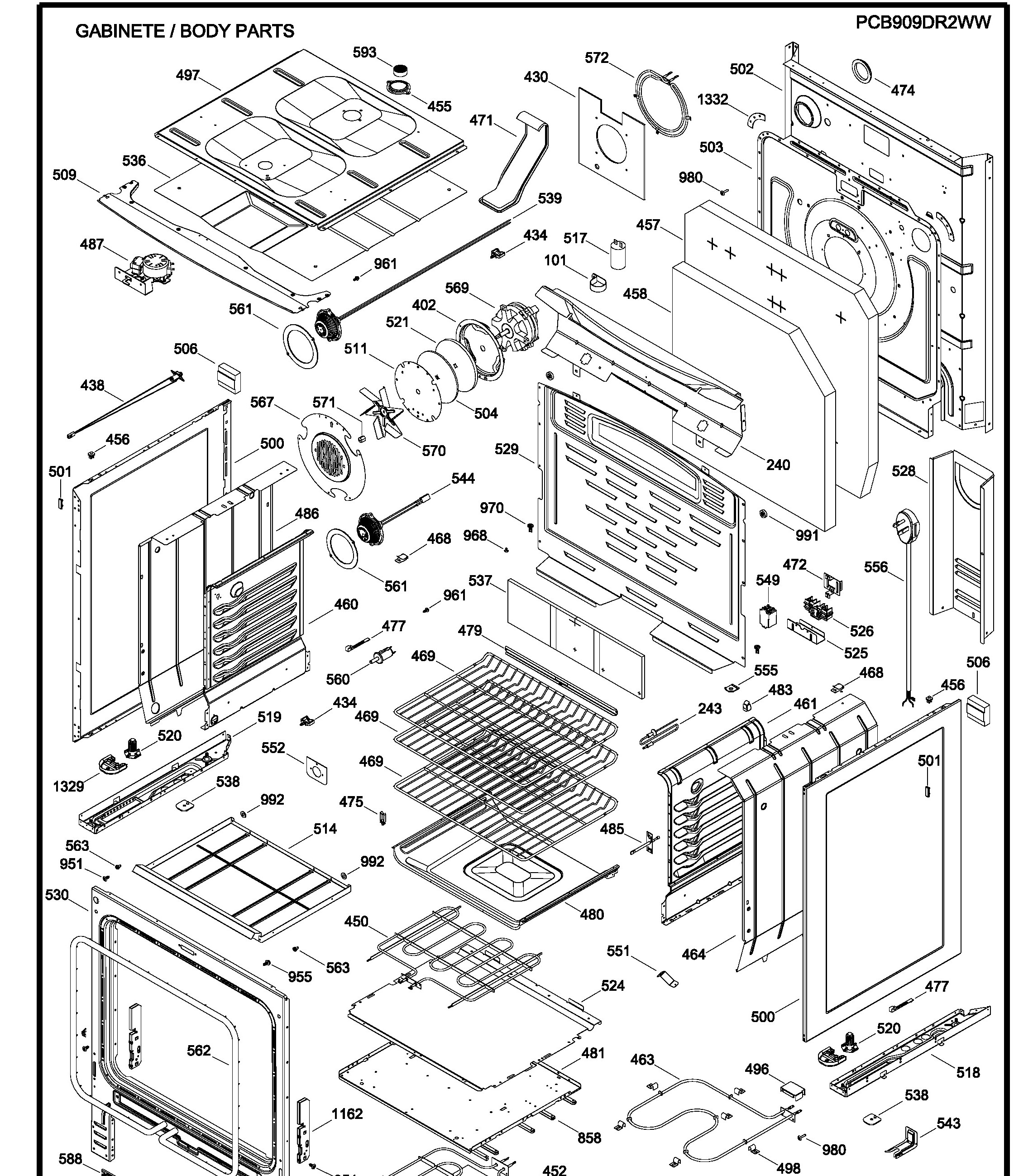 PCB909DR2WW Exploded View 2 appliance exploded-view parts diagram