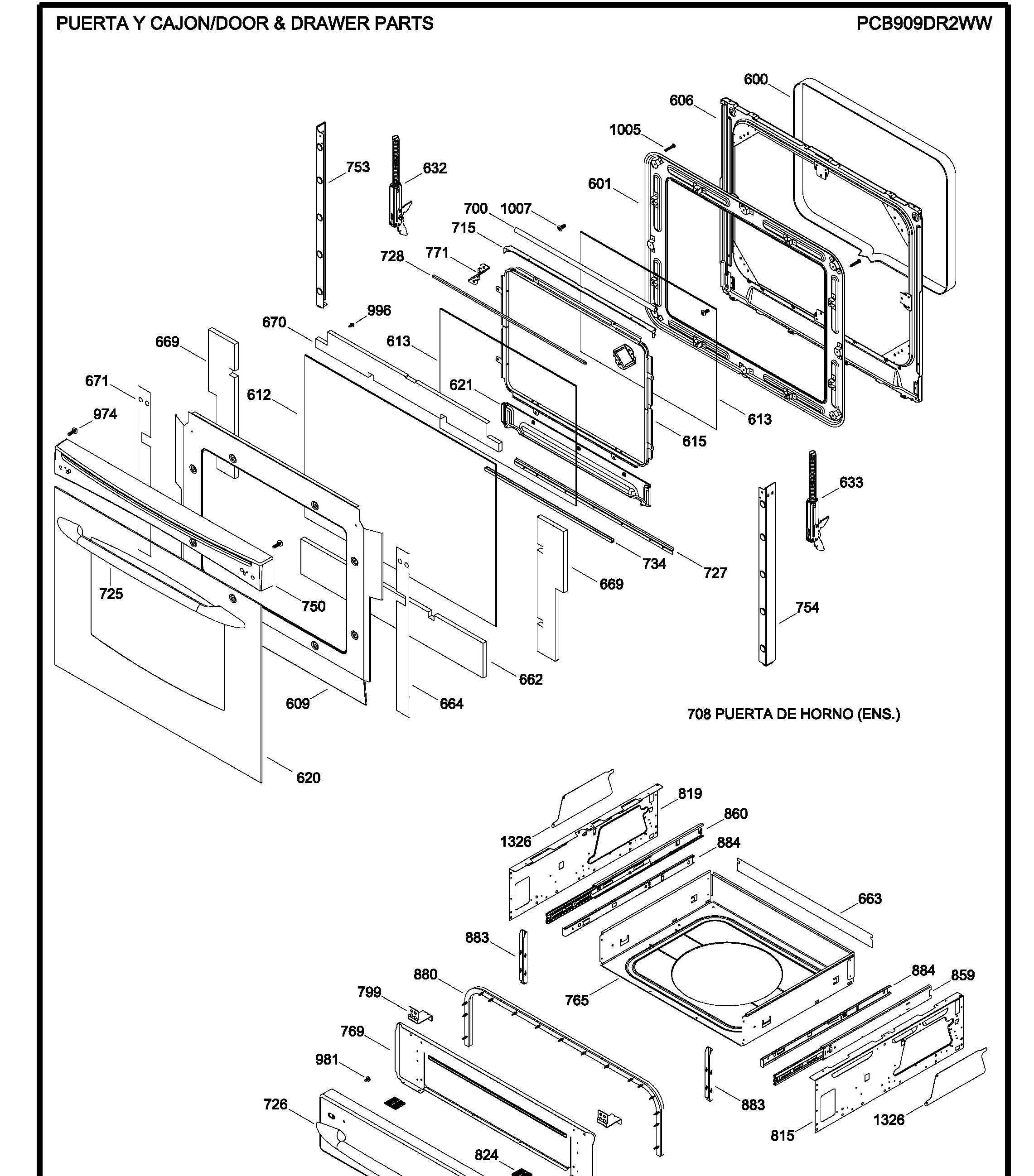 PCB909DR2WW Exploded View 3 appliance exploded-view parts diagram