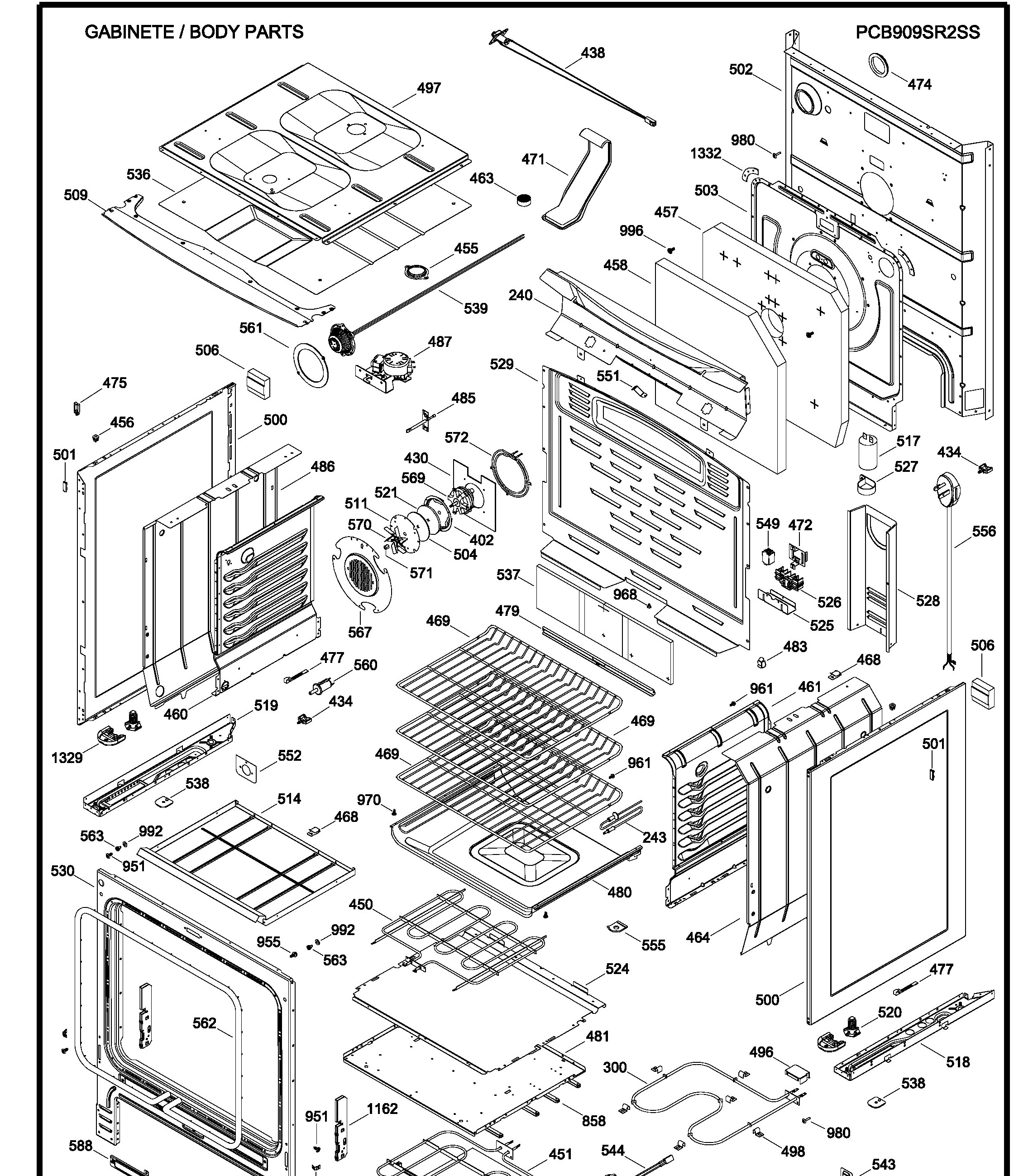 PCB909SR2SS Exploded View 2 appliance exploded-view parts diagram