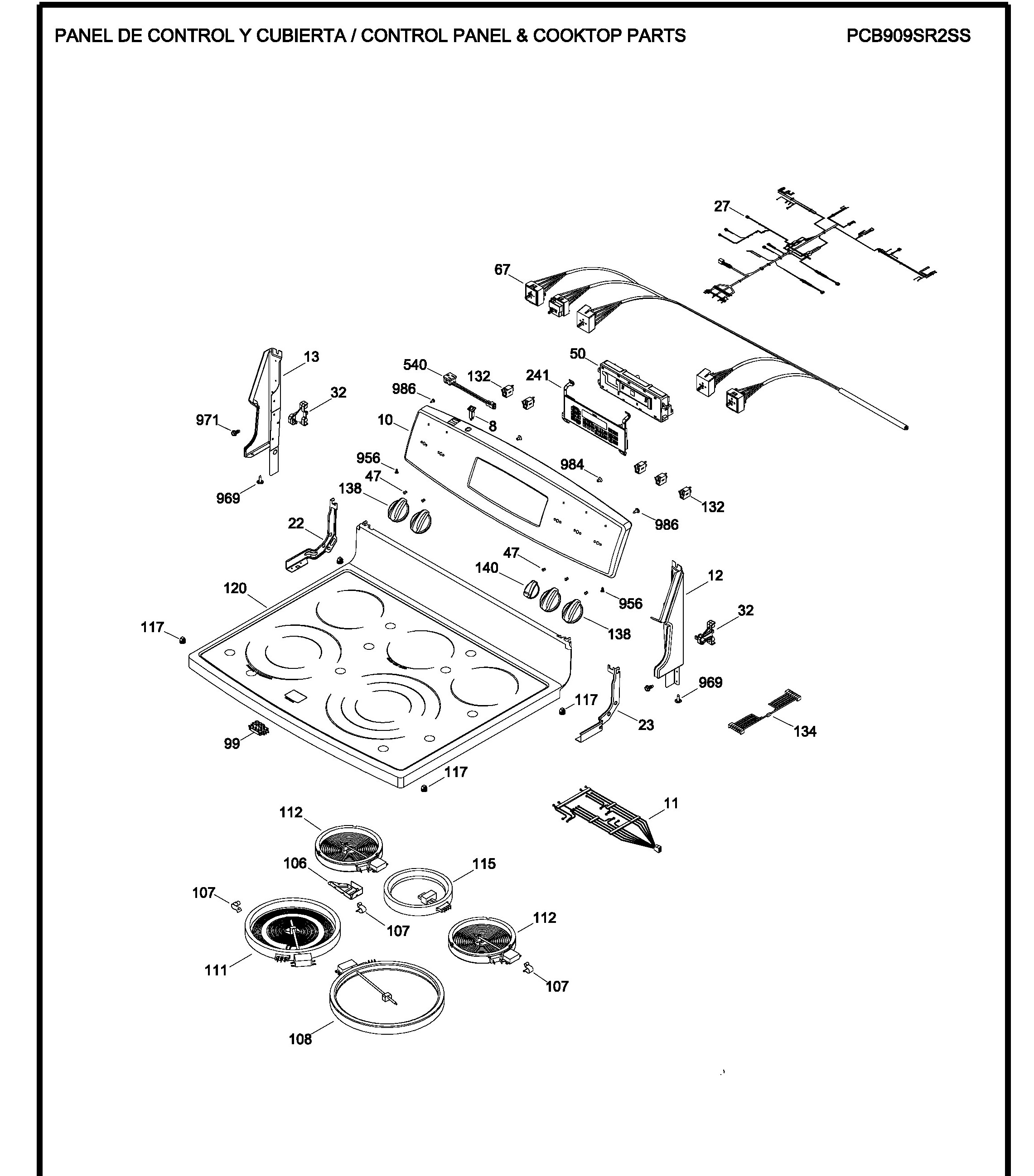 PCB909SR2SS Exploded View 1 appliance exploded-view parts diagram