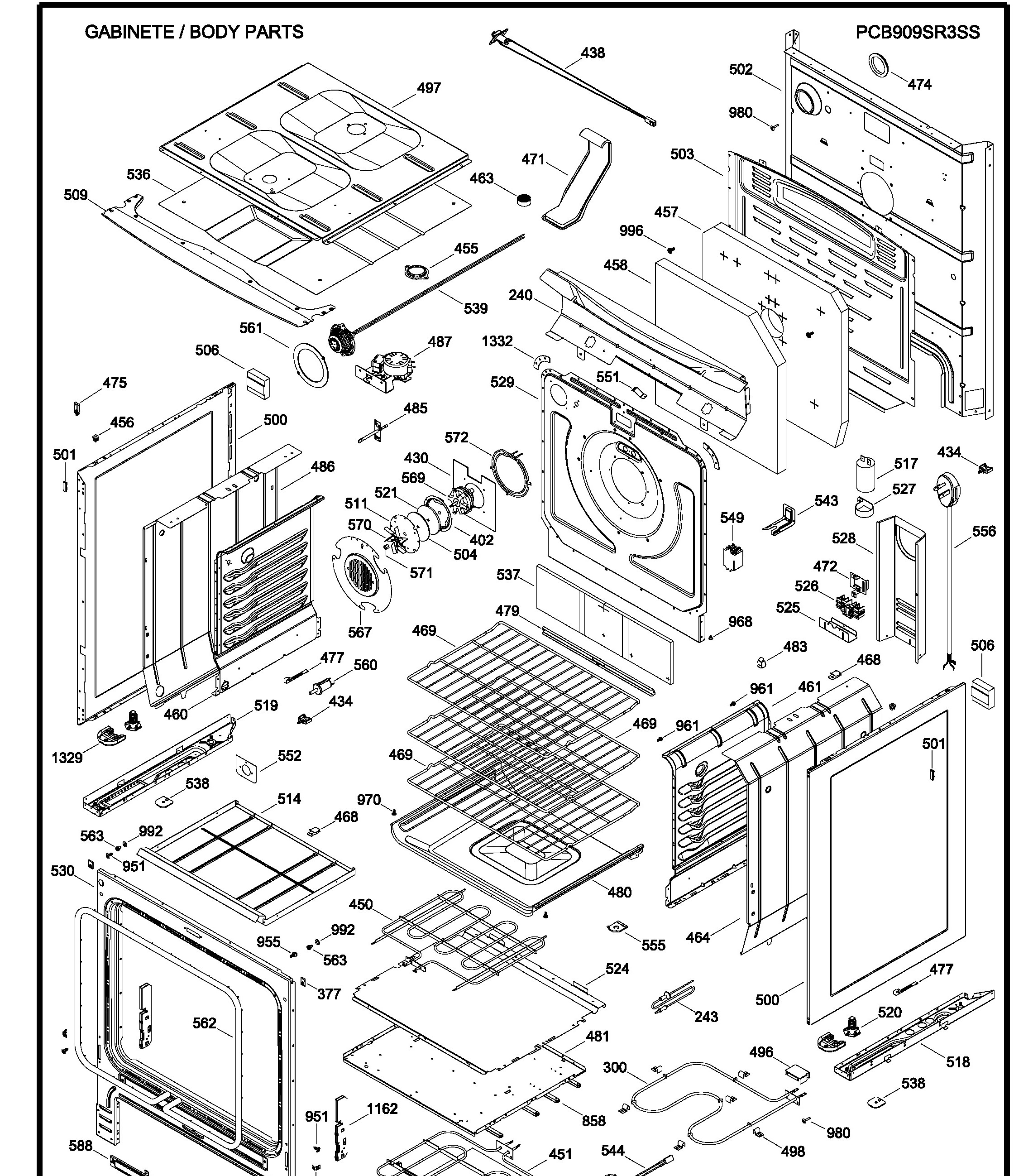 PCB909SR3SS Exploded View 2 appliance exploded-view parts diagram