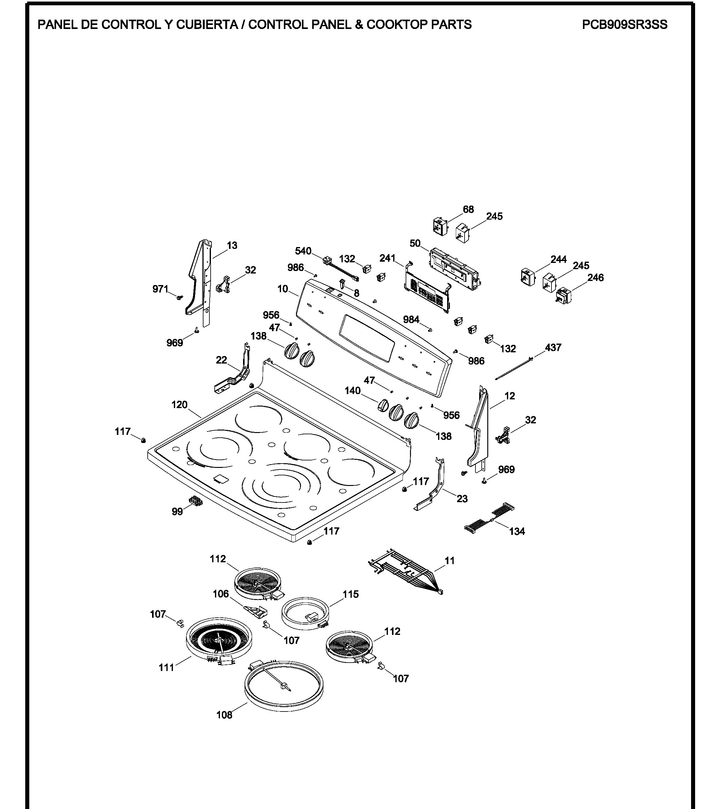 PCB909SR3SS Exploded View 1 appliance exploded-view parts diagram