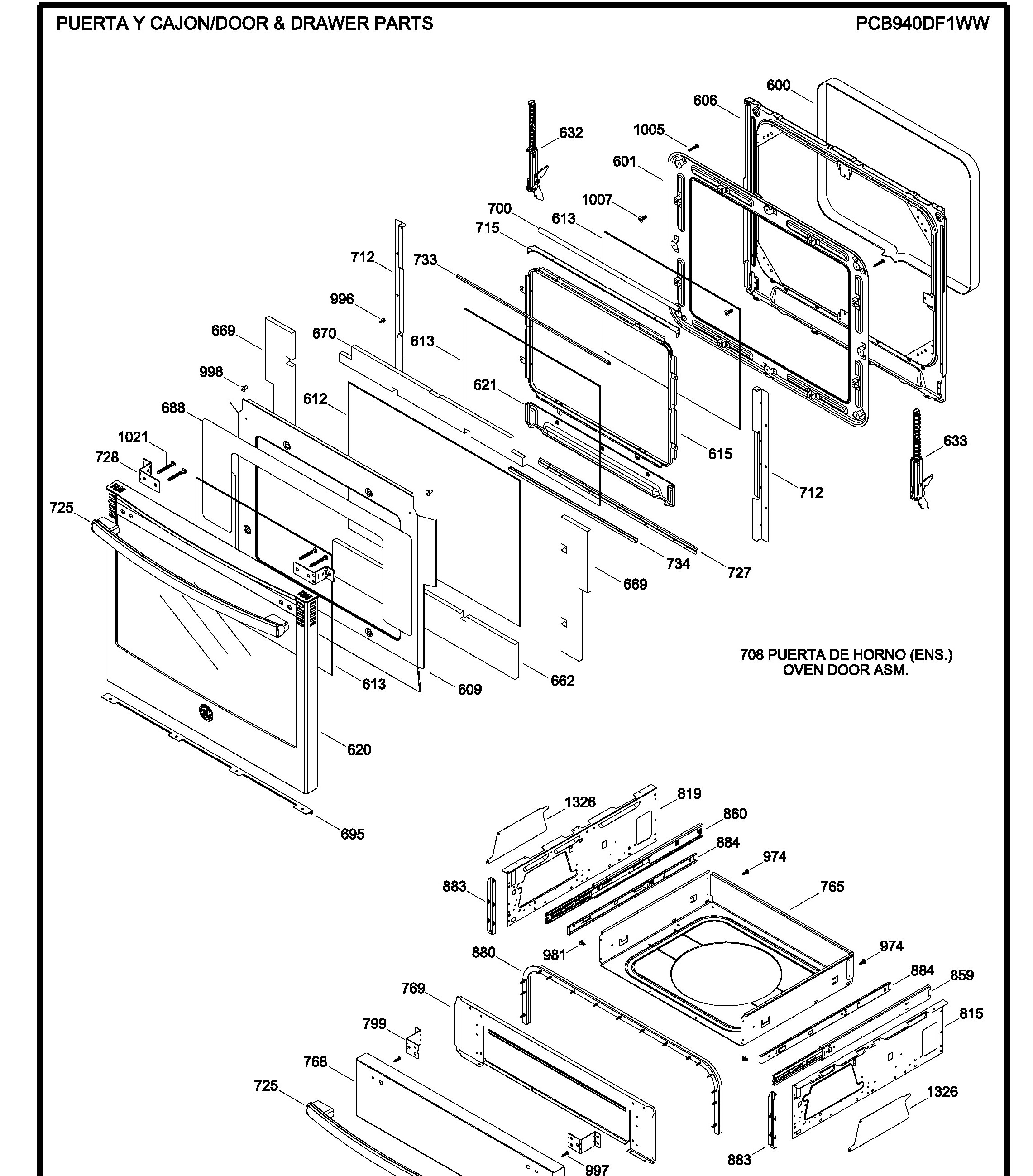 PCB940DF1WW Exploded View 3 appliance exploded-view parts diagram