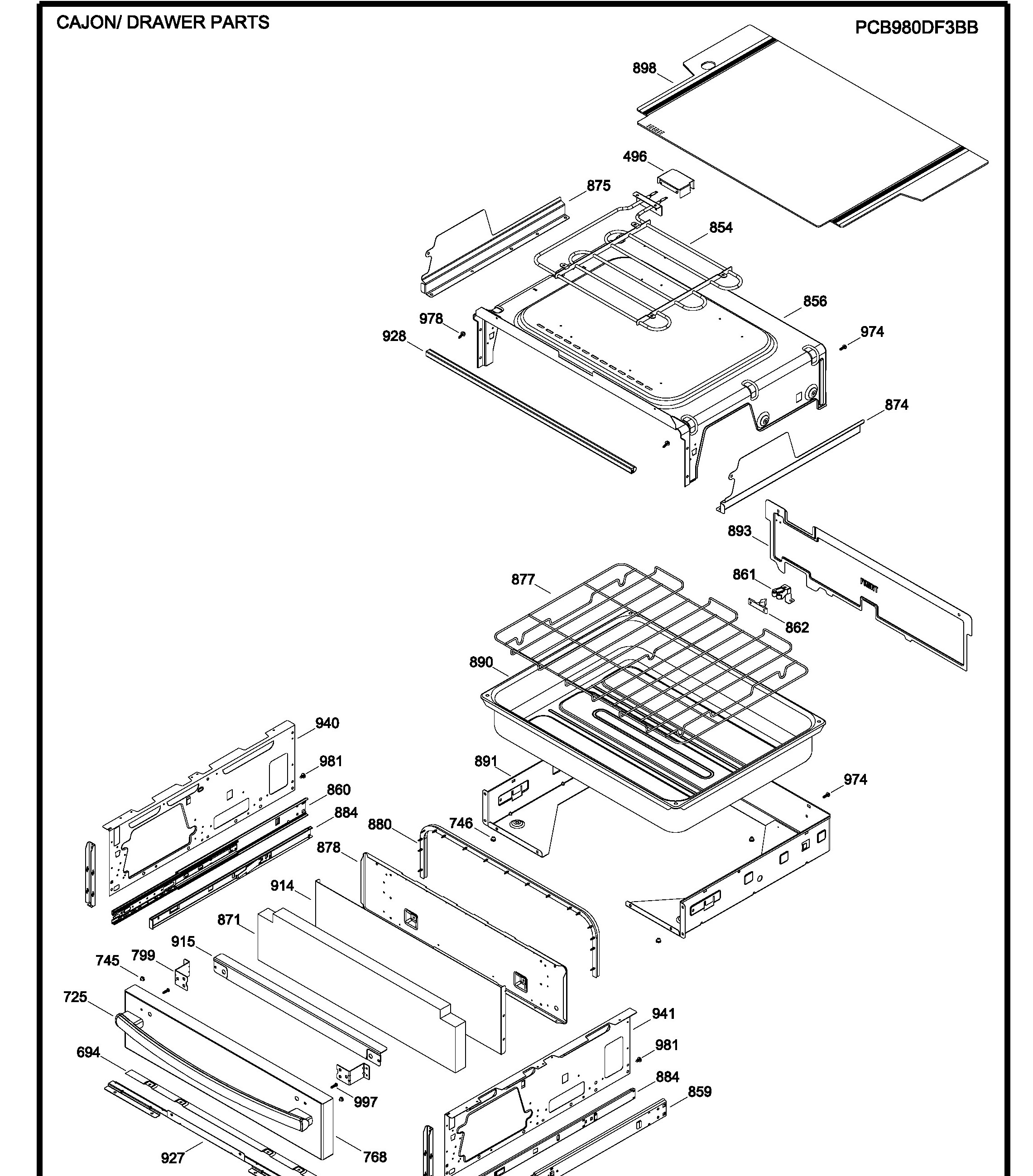PCB980DF3BB Exploded View 4 appliance exploded-view parts diagram