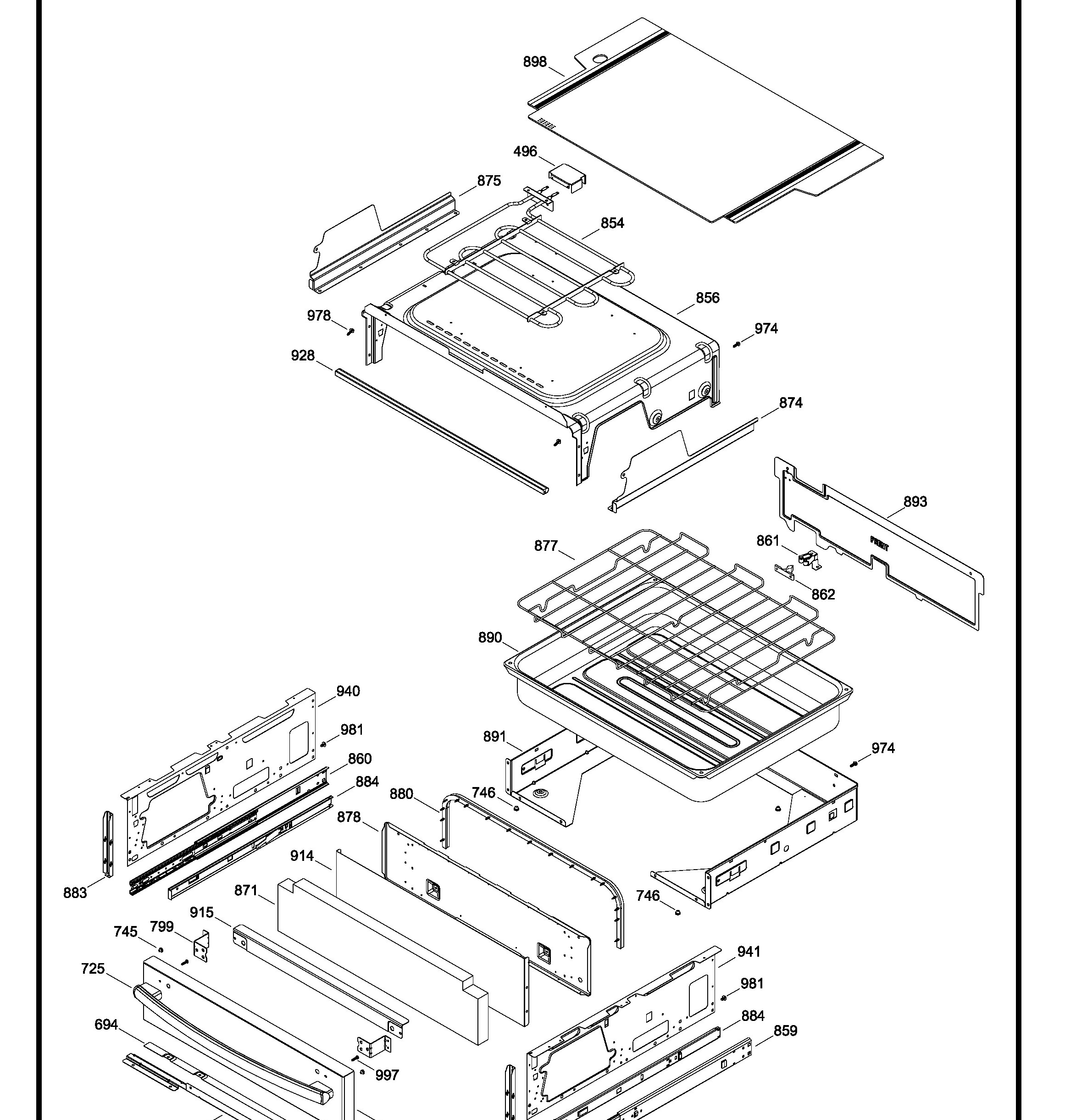 PCB985DK1WW Exploded View 4 appliance exploded-view parts diagram