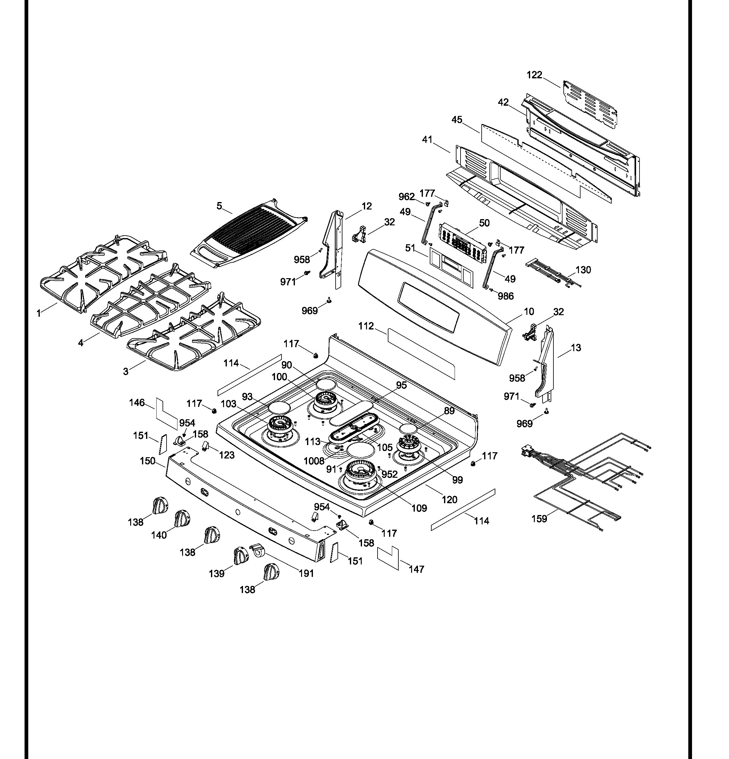 PCGB910DET1WW Exploded View 1 appliance exploded-view parts diagram