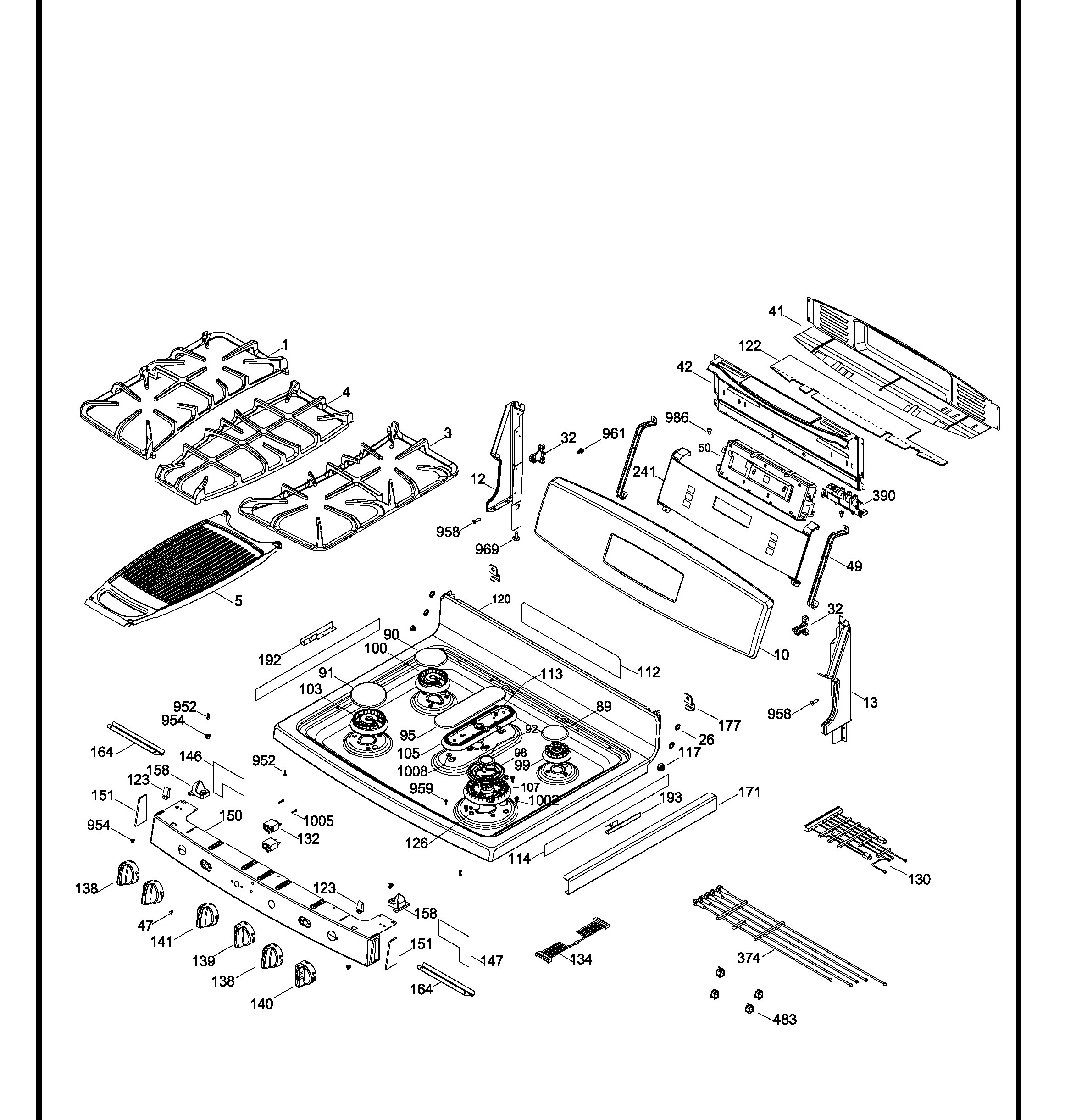 PCGB930DET1WW Exploded View 1 appliance exploded-view parts diagram