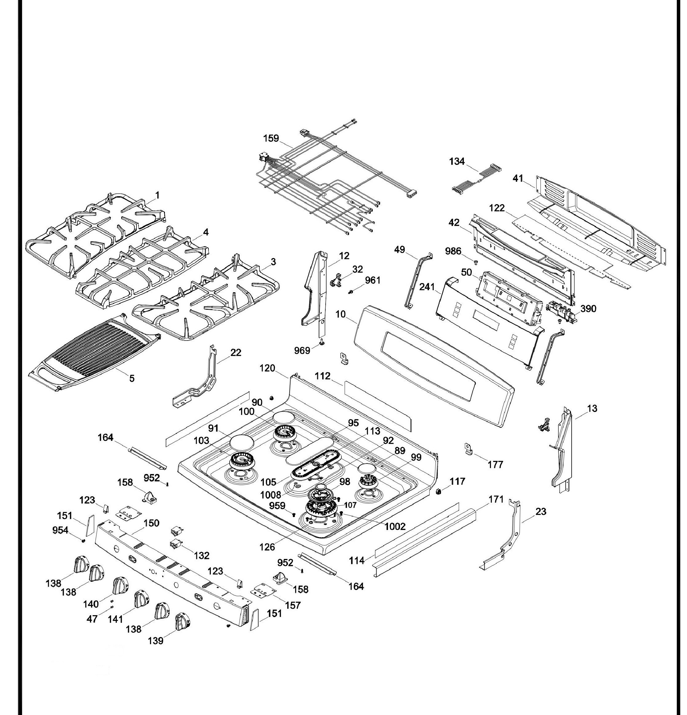 PCGB930SET3SS Exploded View 1 appliance exploded-view parts diagram